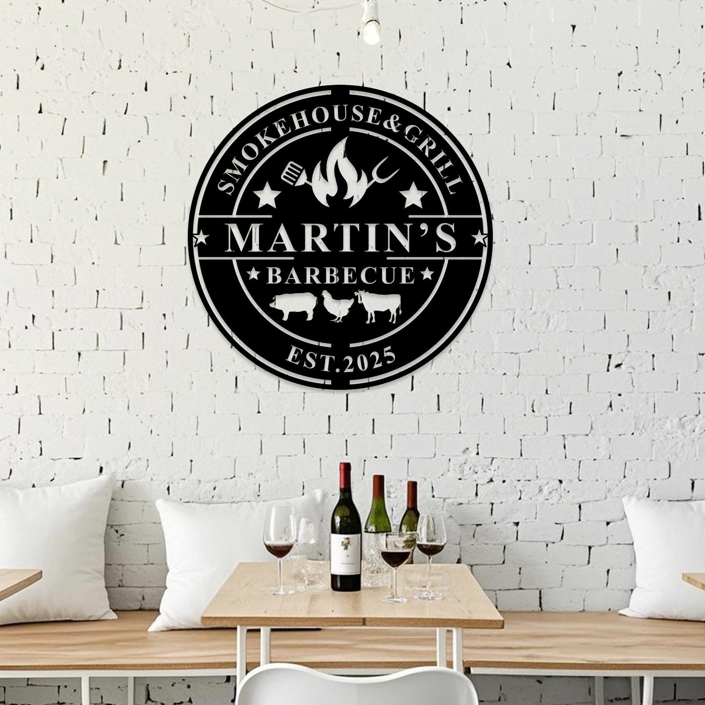 Personalized Barbecue Wall Sign, Custom Metal Grill Sign, Man Cave Sign, Barbecue Sign for Outdoor, BBQ Sign, Barbecue Wall Art Decor