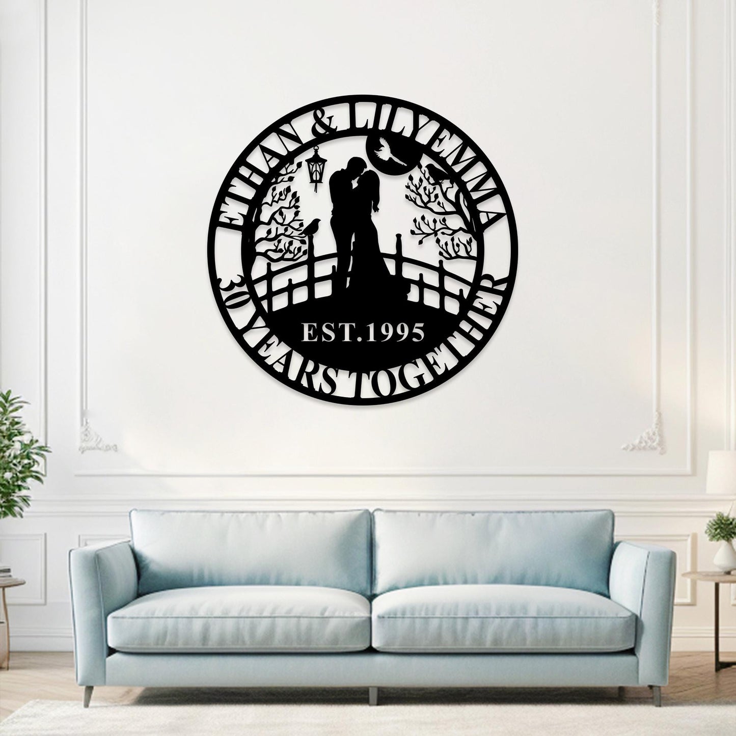Custom 30th Anniversary Metal Sign,Personalized 50 Years Wedding Gift,25 Years Together,Family Name Sign,Anniversary Wall Art for Parents