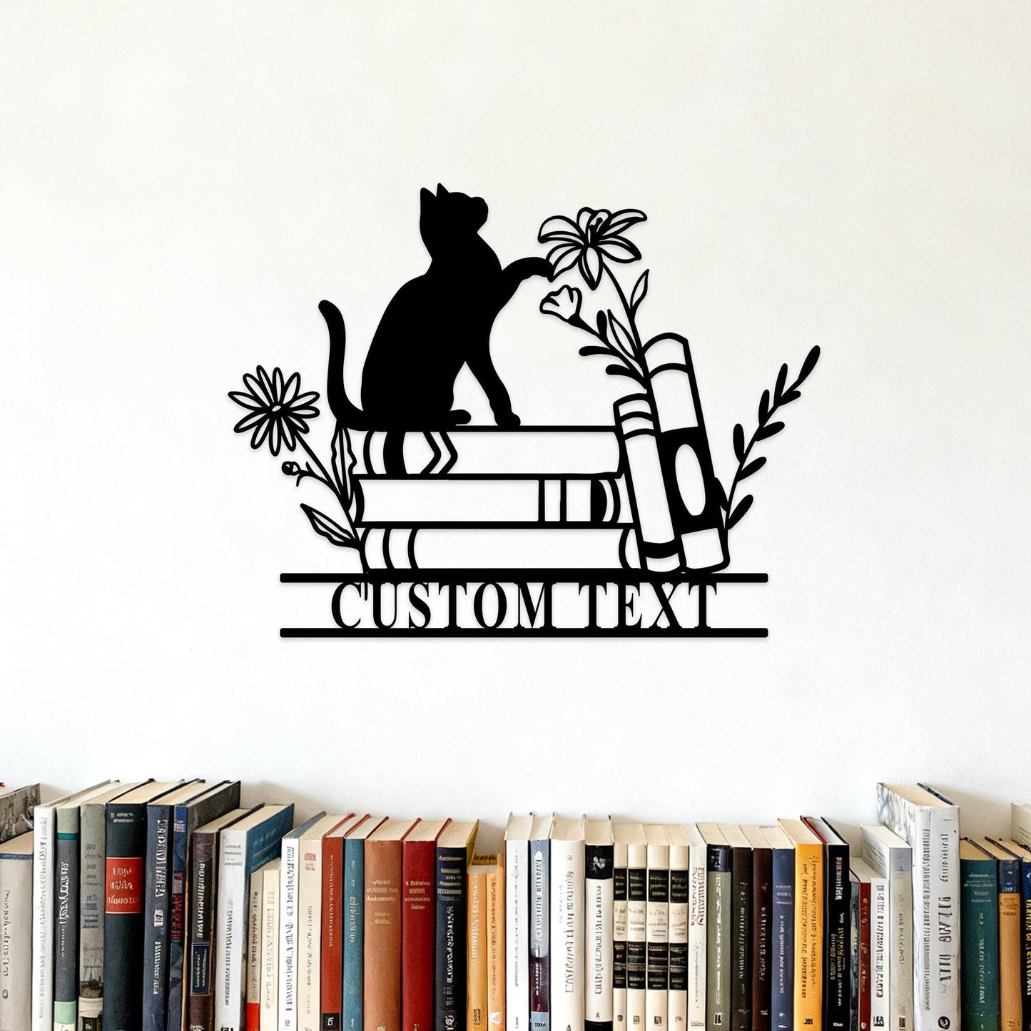 Custom Library Sign, Personalized Reading Nook Metal Sign, Reading Room Sign, Book Nook Decor, Cat Wall Art, Bookshelf Sign, Book Worm Sign