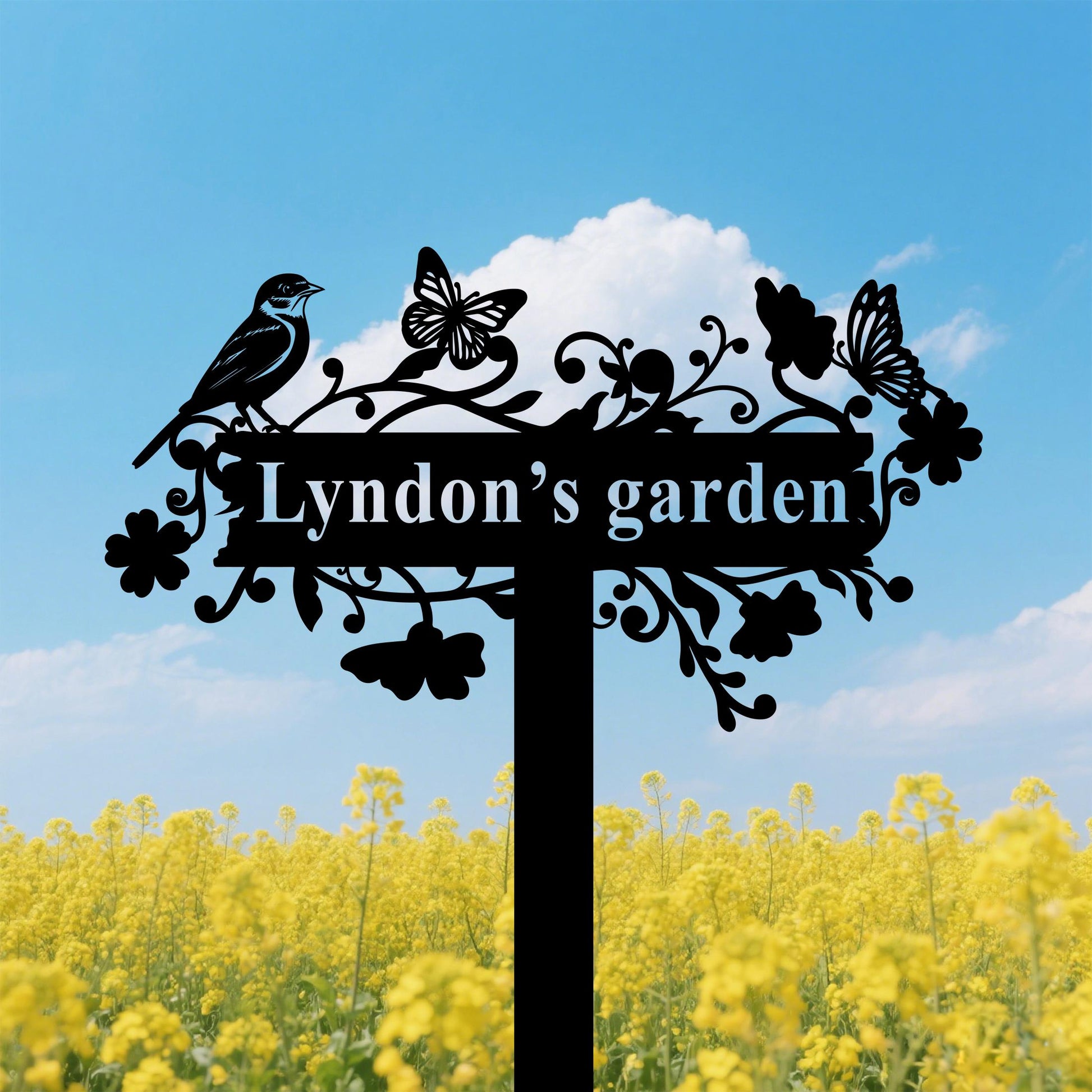 Personalized Garden Sign with Bird,Custom Garden Metal Stake with Butterfly,Gardener Name Sign,Metal Yard Art,Garden Decor,Gift for Mom