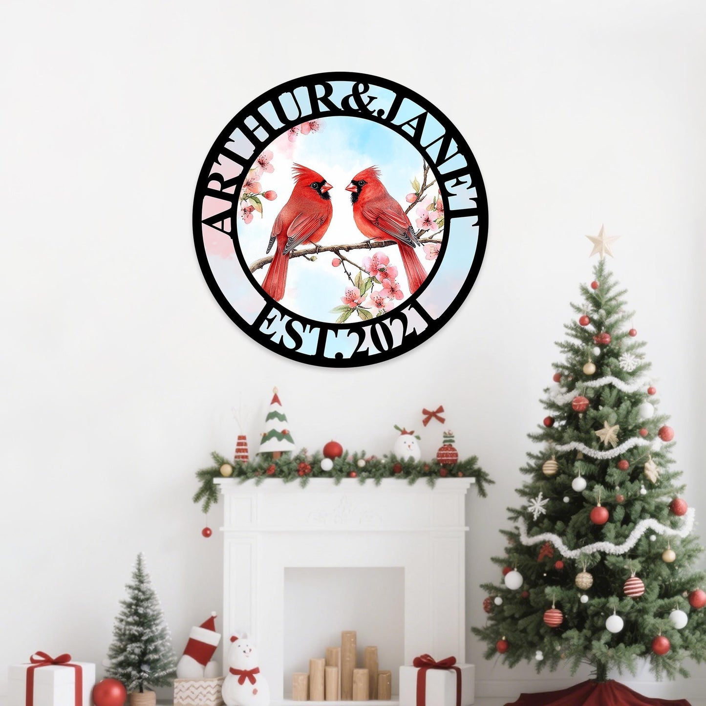 Custom Cardinals Metal Sign, Personalized Anniversary Cardinal Sign, Cardinal Wall Decor, Bird Lovers Gift,Cardinal Bird Art, Valentines Day