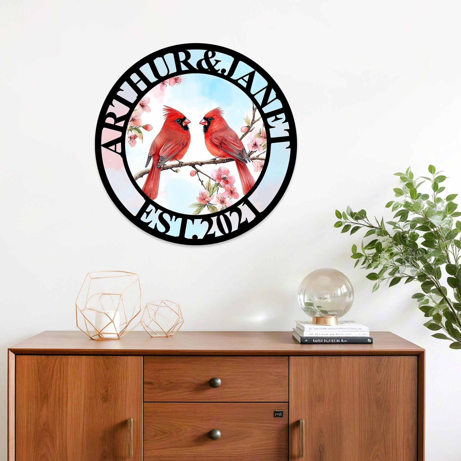 Custom Cardinals Metal Sign, Personalized Anniversary Cardinal Sign, Cardinal Wall Decor, Bird Lovers Gift,Cardinal Bird Art, Valentines Day