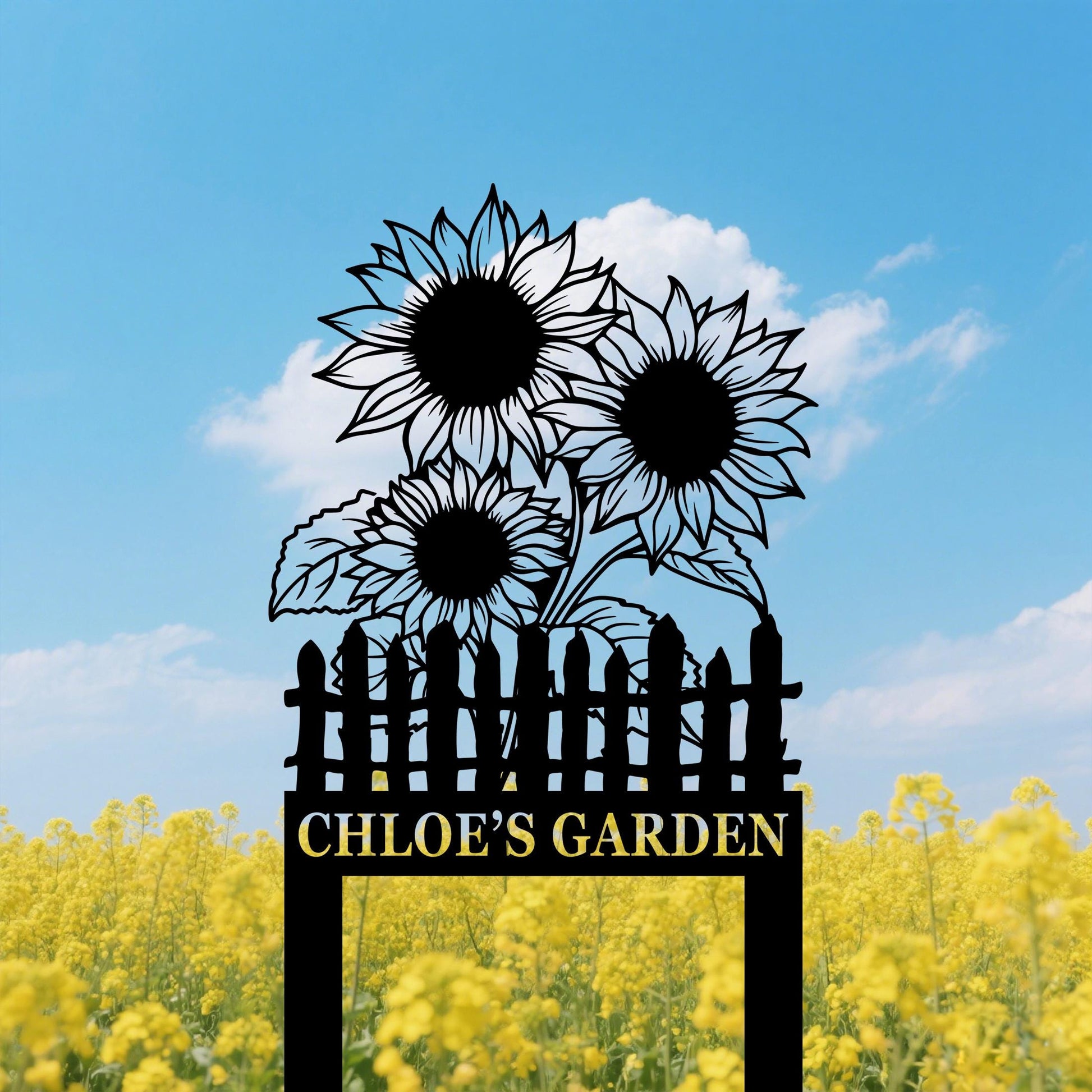 Personalized Sunflower Metal Sign,Custom Sunflower Yard Stakes,Sunflower Garden Art,Sunflower Name Sign,Outdoor Garden Decor,w Home Gift