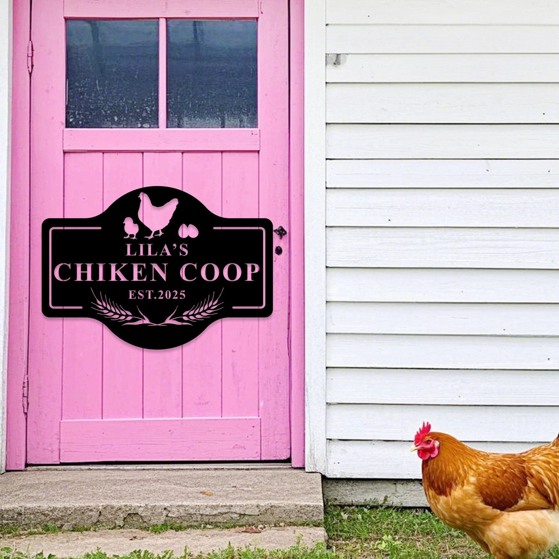 Custom Chicken Farm Metal Sign,Hen House Coop Sign,Personalized Hen Name Sign,Chicken Coop Wall Art,Chicken house Decor,Farmhouse Wall Decor