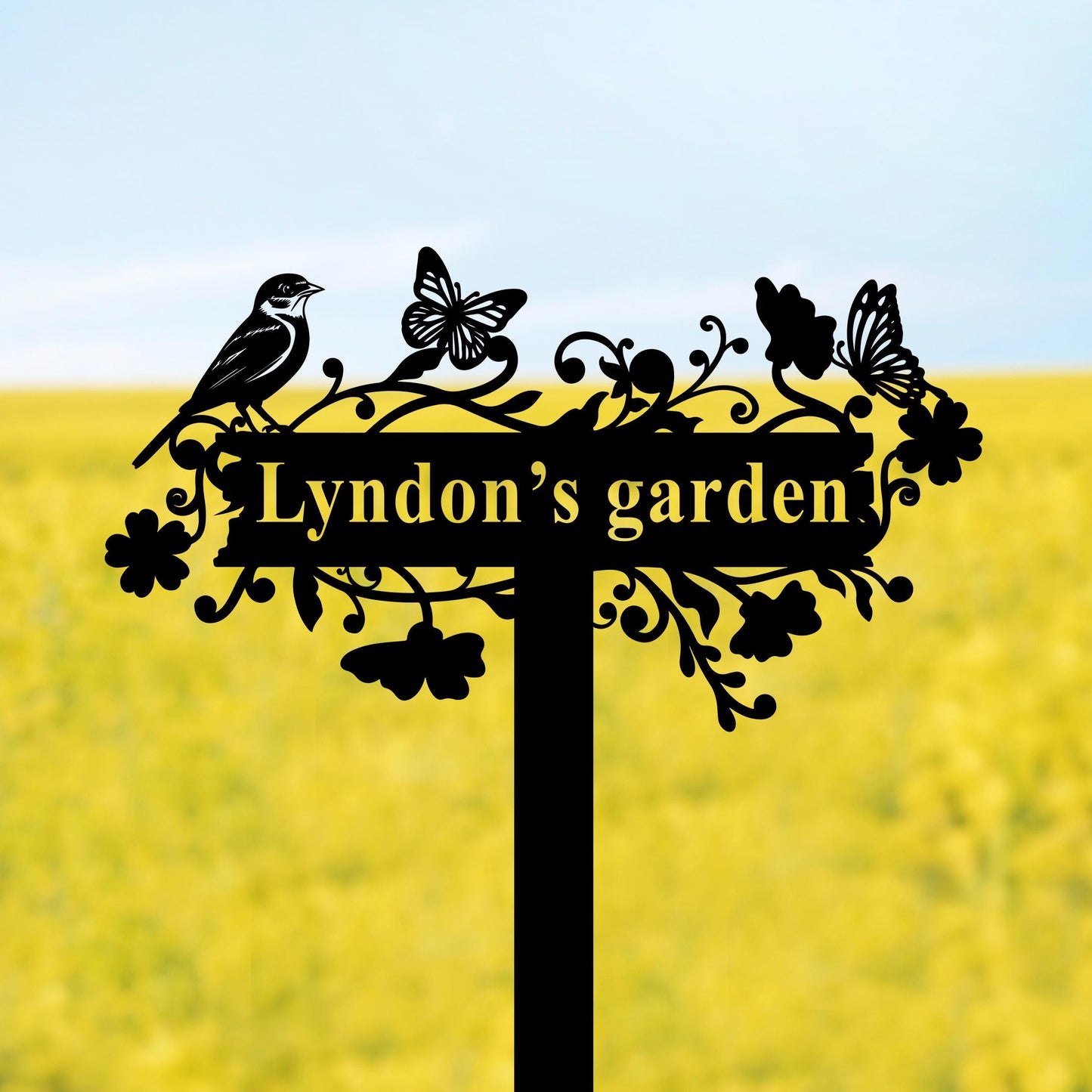 Personalized Garden Sign with Bird,Custom Garden Metal Stake with Butterfly,Gardener Name Sign,Metal Yard Art,Garden Decor,Gift for Mom