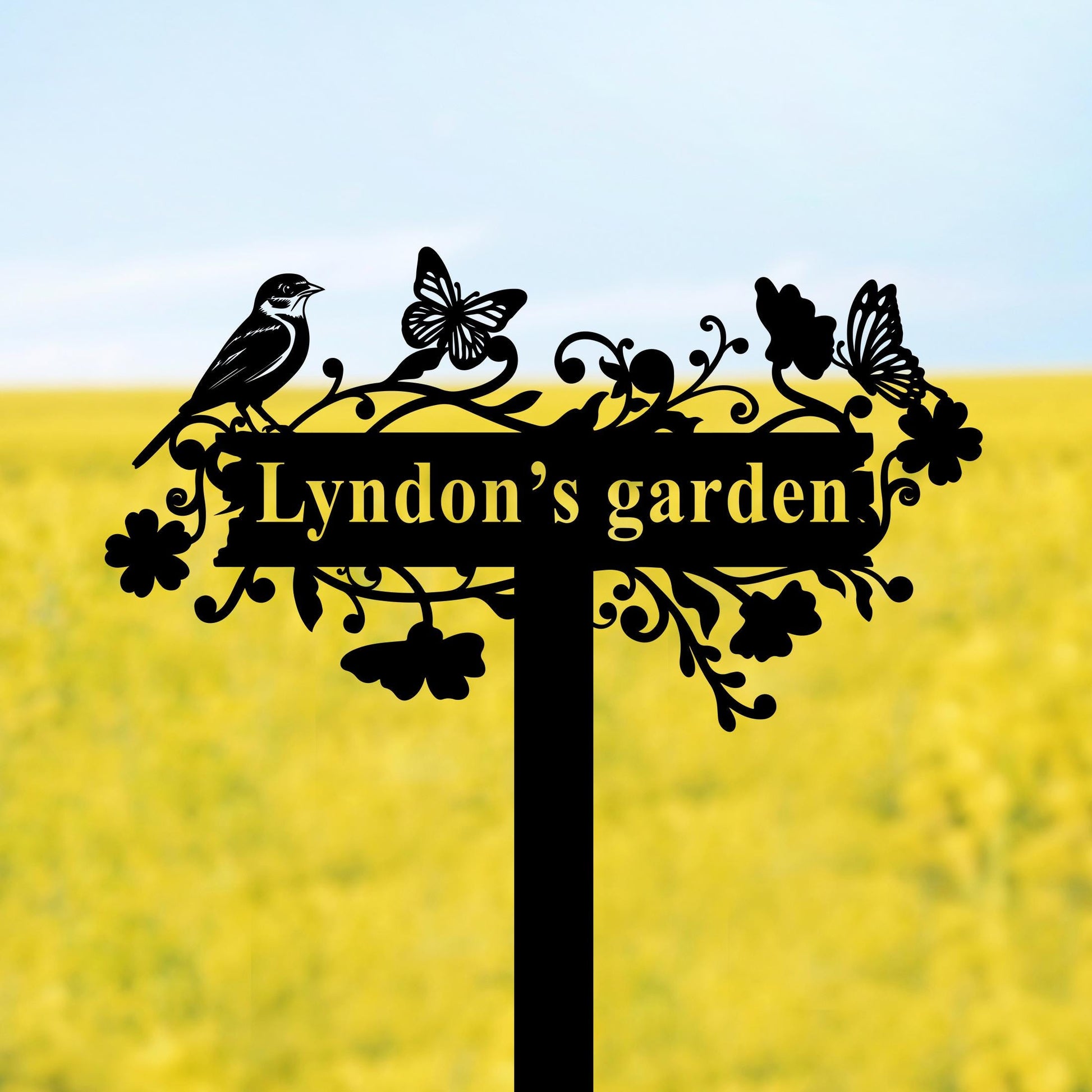 Personalized Garden Sign with Bird,Custom Garden Metal Stake with Butterfly,Gardener Name Sign,Metal Yard Art,Garden Decor,Gift for Mom