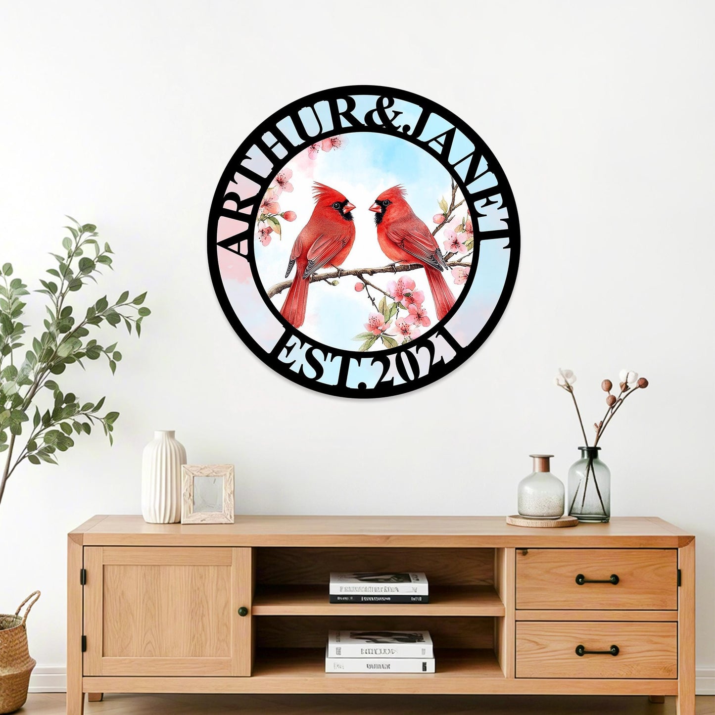 Custom Cardinals Metal Sign, Personalized Anniversary Cardinal Sign, Cardinal Wall Decor, Bird Lovers Gift,Cardinal Bird Art, Valentines Day