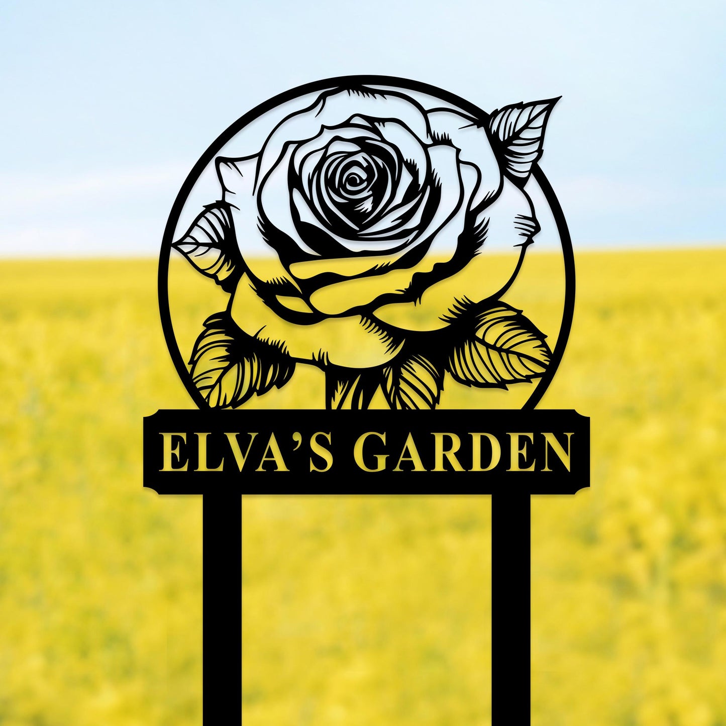 Custom Rose Garden Sign with Stake, Personalized Metal Rose Garden Sign, Rose Garden Stake, Gardener Name Sign, Flowers Yard Sign Decor