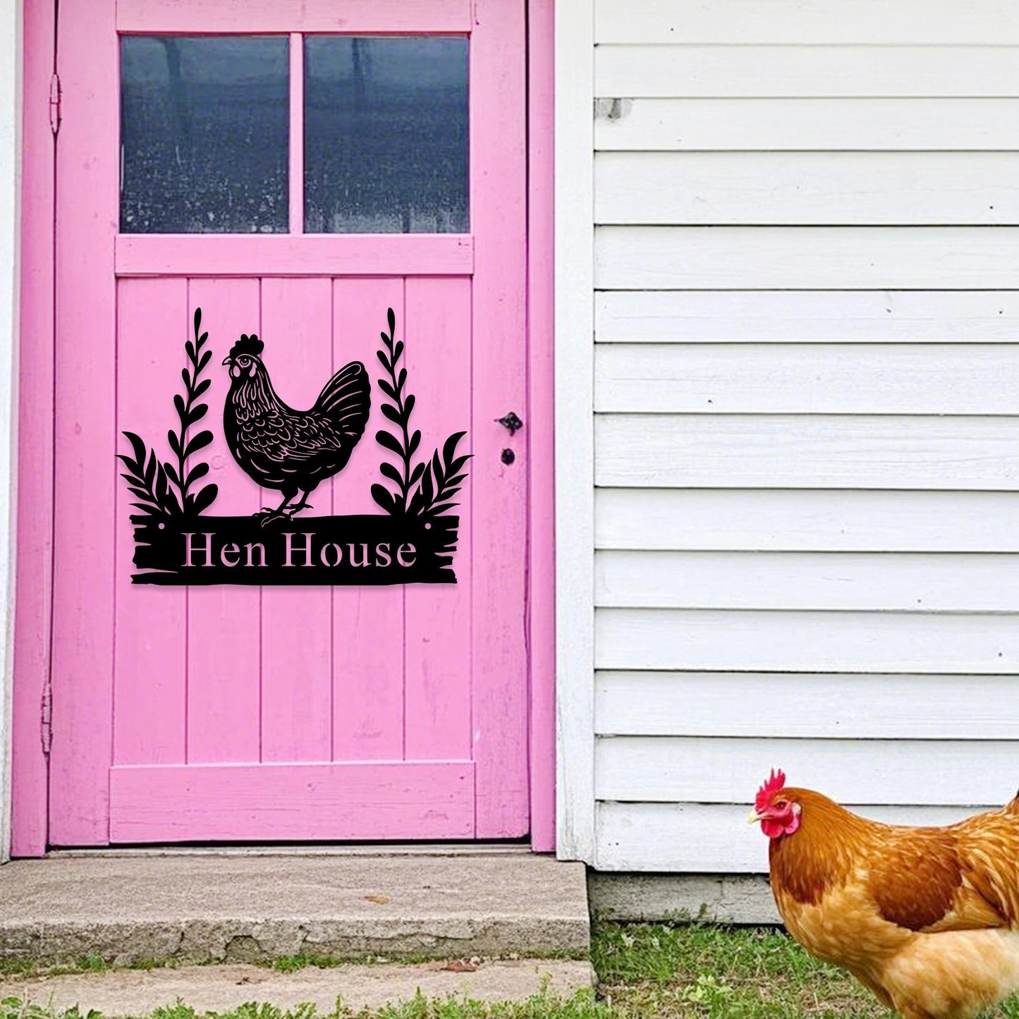 Custom Chicken Farm Metal Sign, Hen House Coop Sign, Farm Coop Sign, Personalized Hen Name Sign, Chicken Coop Wall Art,Farm Fresh Eggs Sign