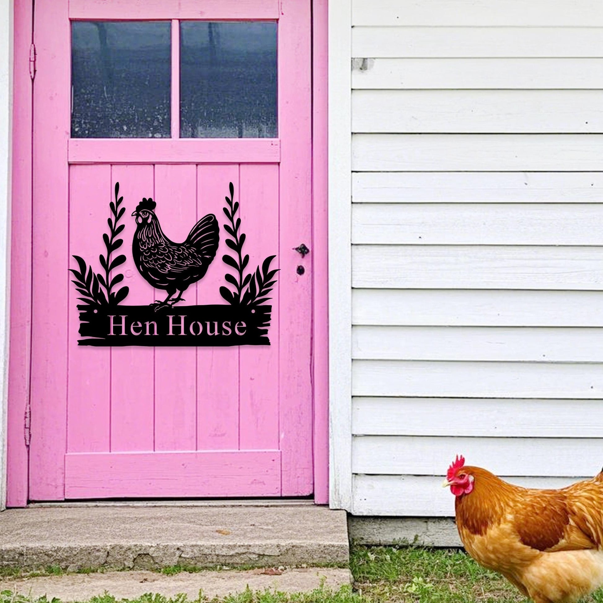 Custom Chicken Farm Metal Sign, Hen House Coop Sign, Farm Coop Sign, Personalized Hen Name Sign, Chicken Coop Wall Art,Farm Fresh Eggs Sign