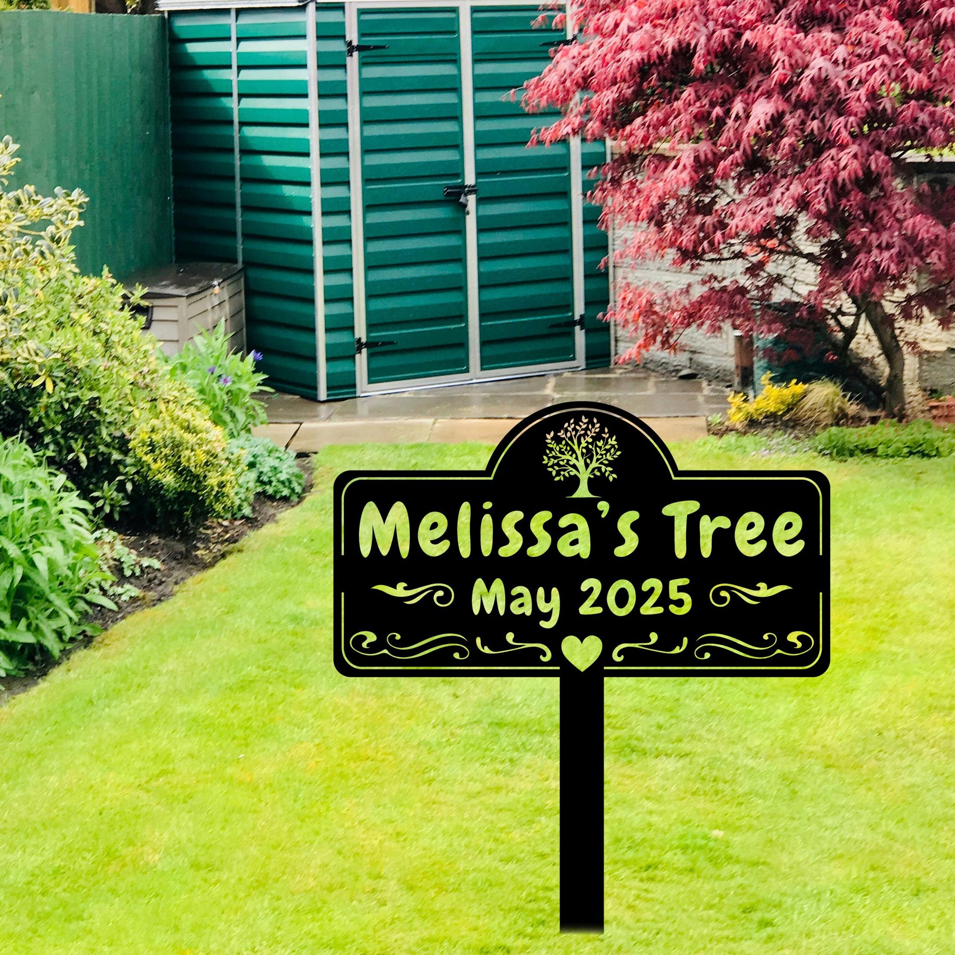 Metal Tree Sign,Custom Memorial Tree Sign With Stake,Personalized Tree Garden Marker,Tree Garden Sign,Tree Plaque Marker,Metal Name Plate