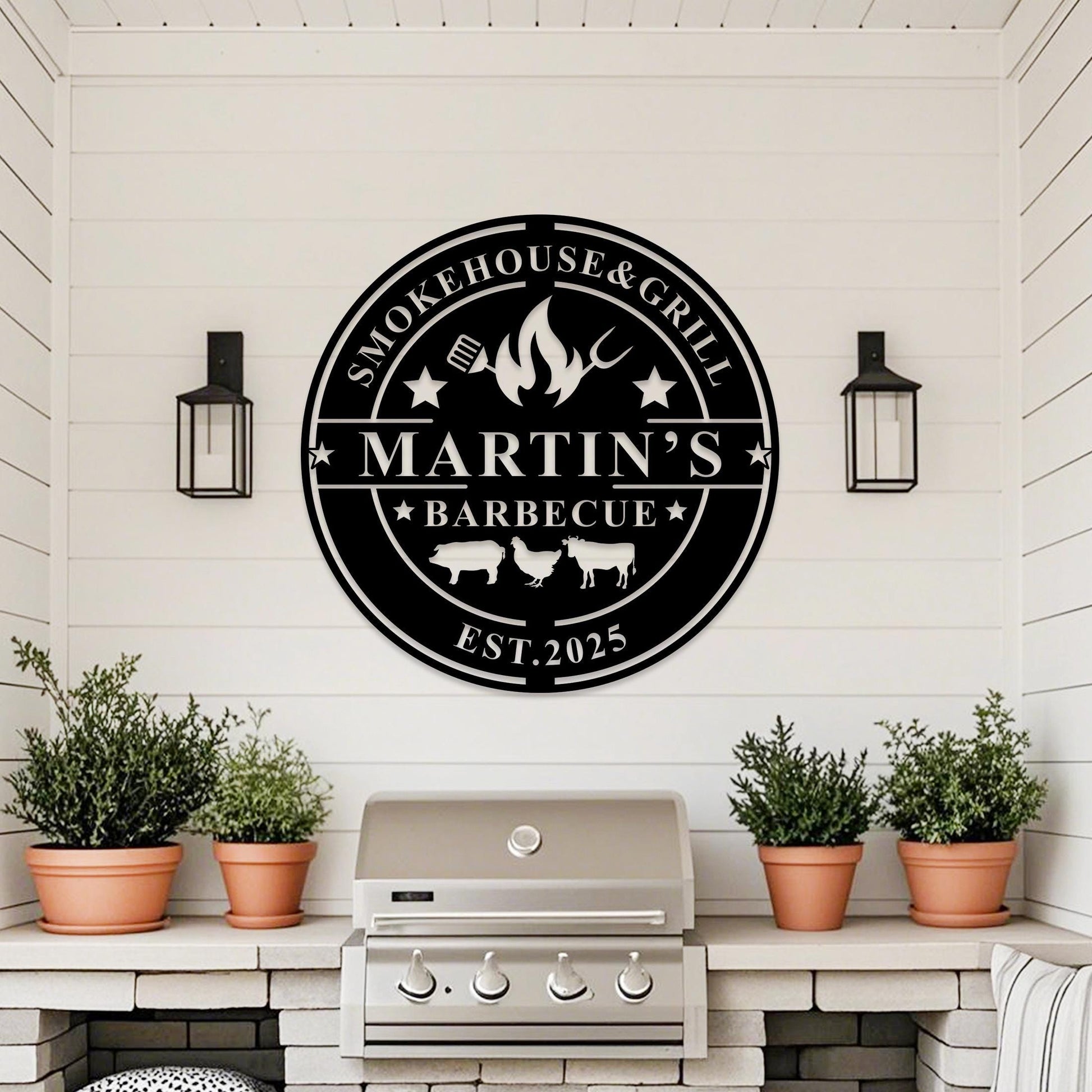 Personalized Barbecue Wall Sign, Custom Metal Grill Sign, Man Cave Sign, Barbecue Sign for Outdoor,  BBQ Sign, Barbecue Wall Art Decor