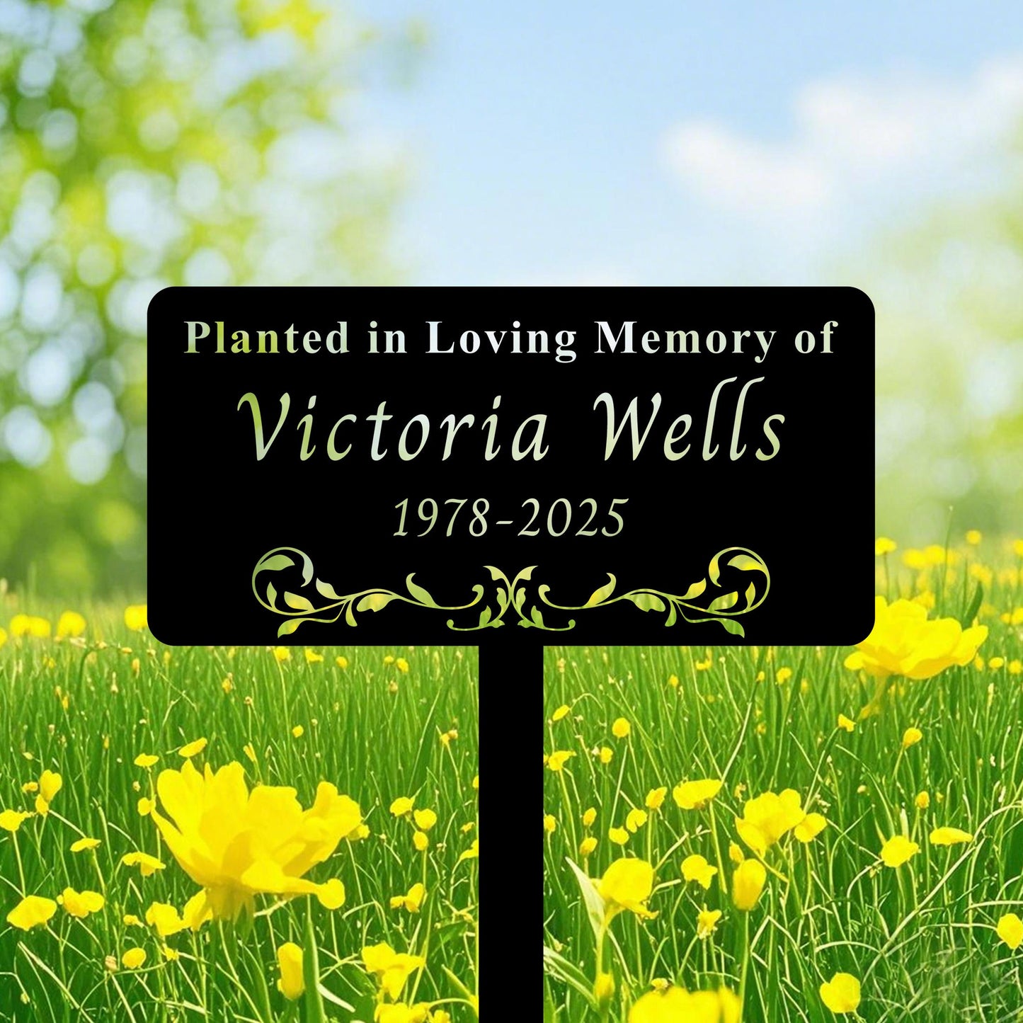 Personalized Memorial Tree Stake, Tree Memorial Sign, Metal Name Garden Grave Marker, Tree Yard Sign , Metal Name Plate, Remembrance Plaque