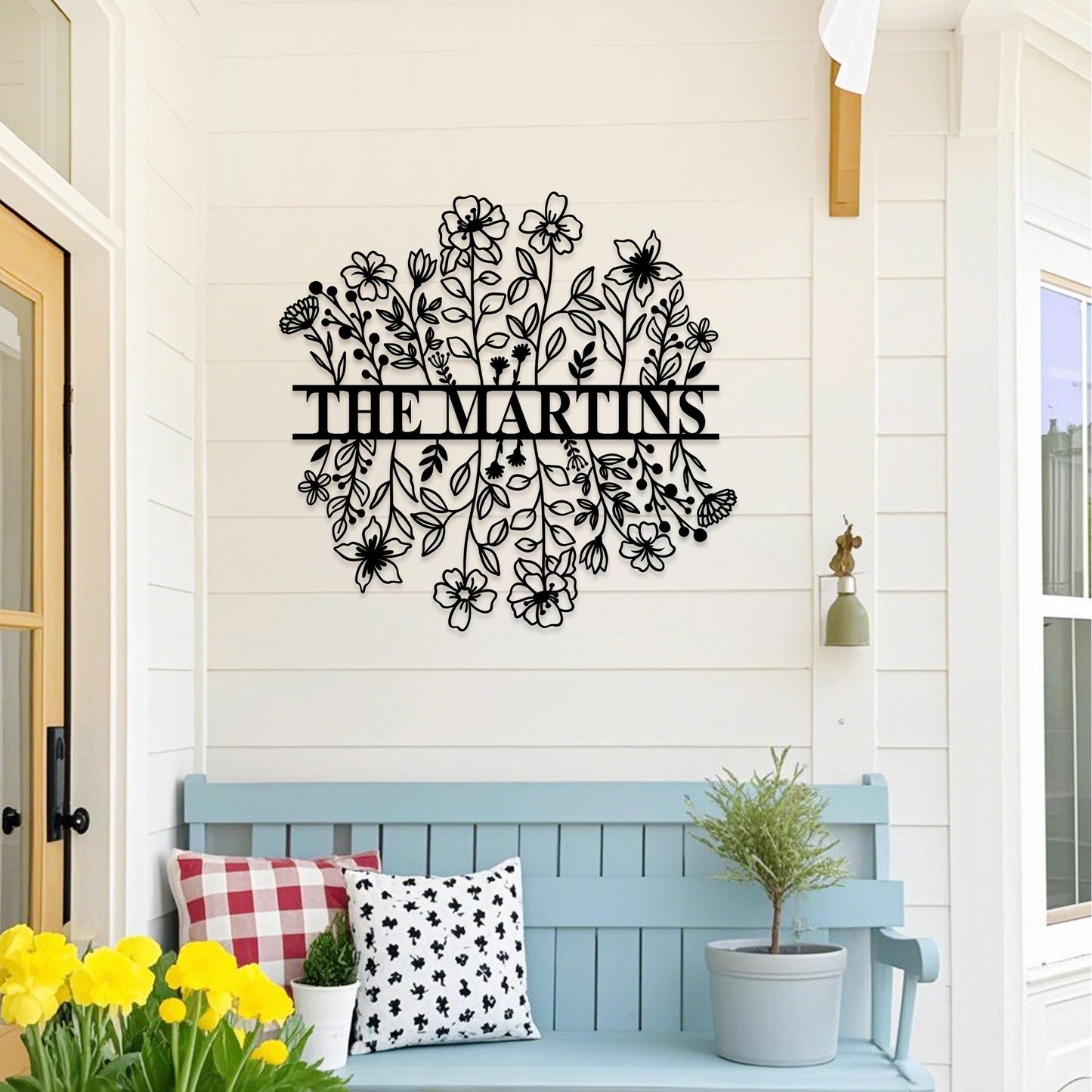 Custom Metal Floral Garden Sign, Personalized Flower Wall Art, Flower Garden Decor, Garden Yard Sign, Gardener Name Sign, Gift for Mom