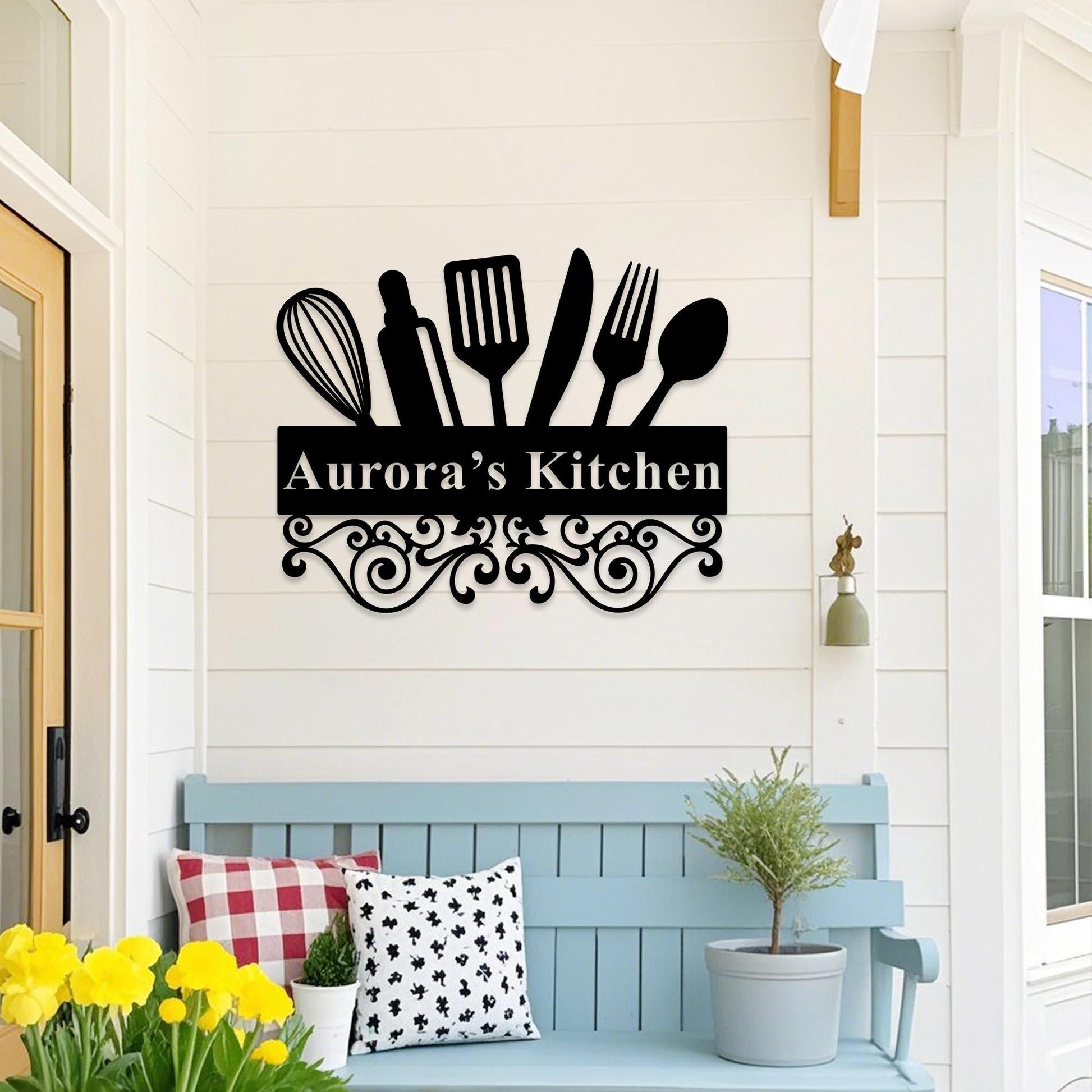 Personalized Kitchen Wall Art,Kitchen Metal Sign,Kitchen Name Sign,Dinning Room Decor,Custom Family Name Sign,Kitchen Decor,Gift for Mom