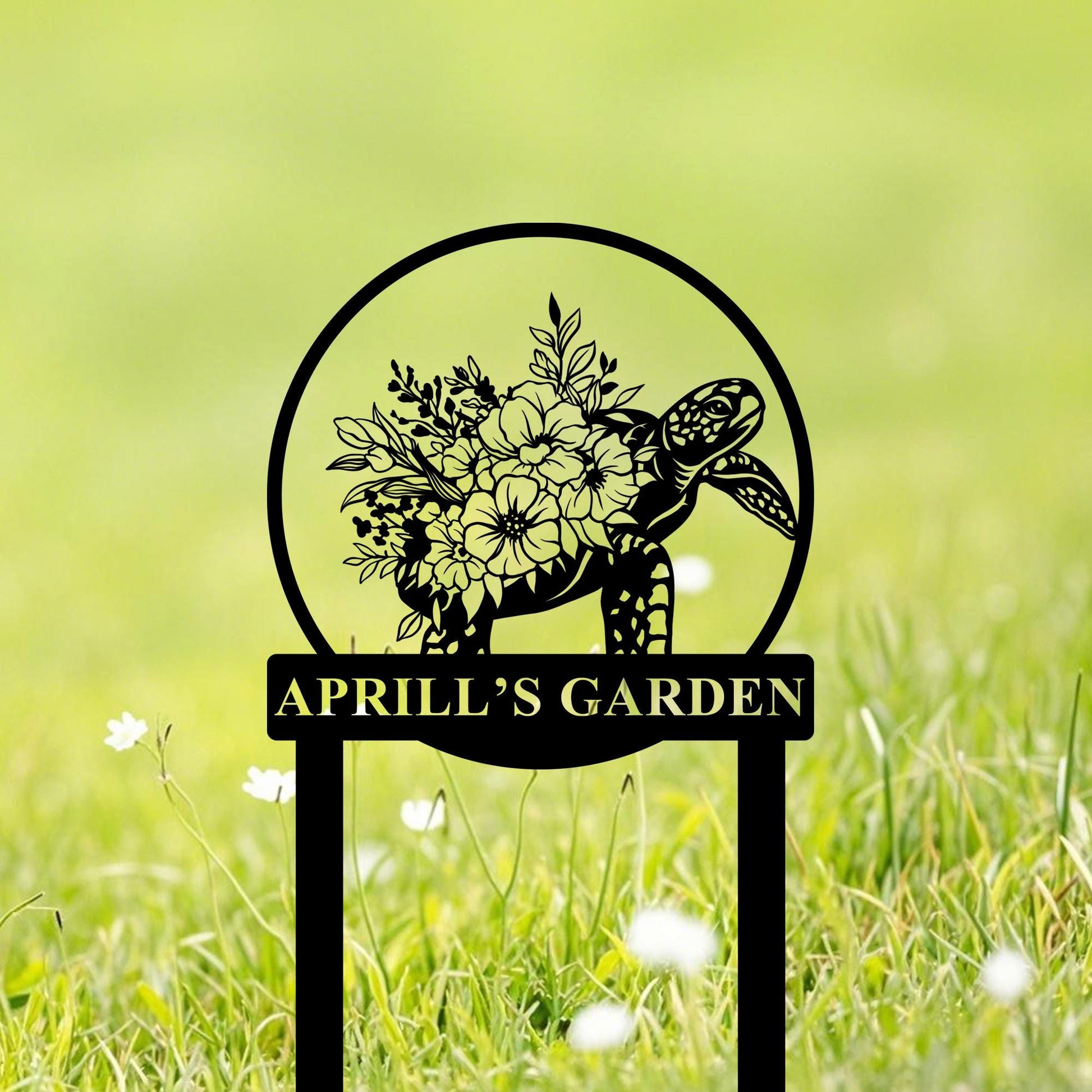 Custom Turtle Metal  Garden Stake,Turtle Memorial Stake,Personalized Turtle Metal Yard Stake,Turtle Floral Sign,Turtle Lover Gift,Yard Decor