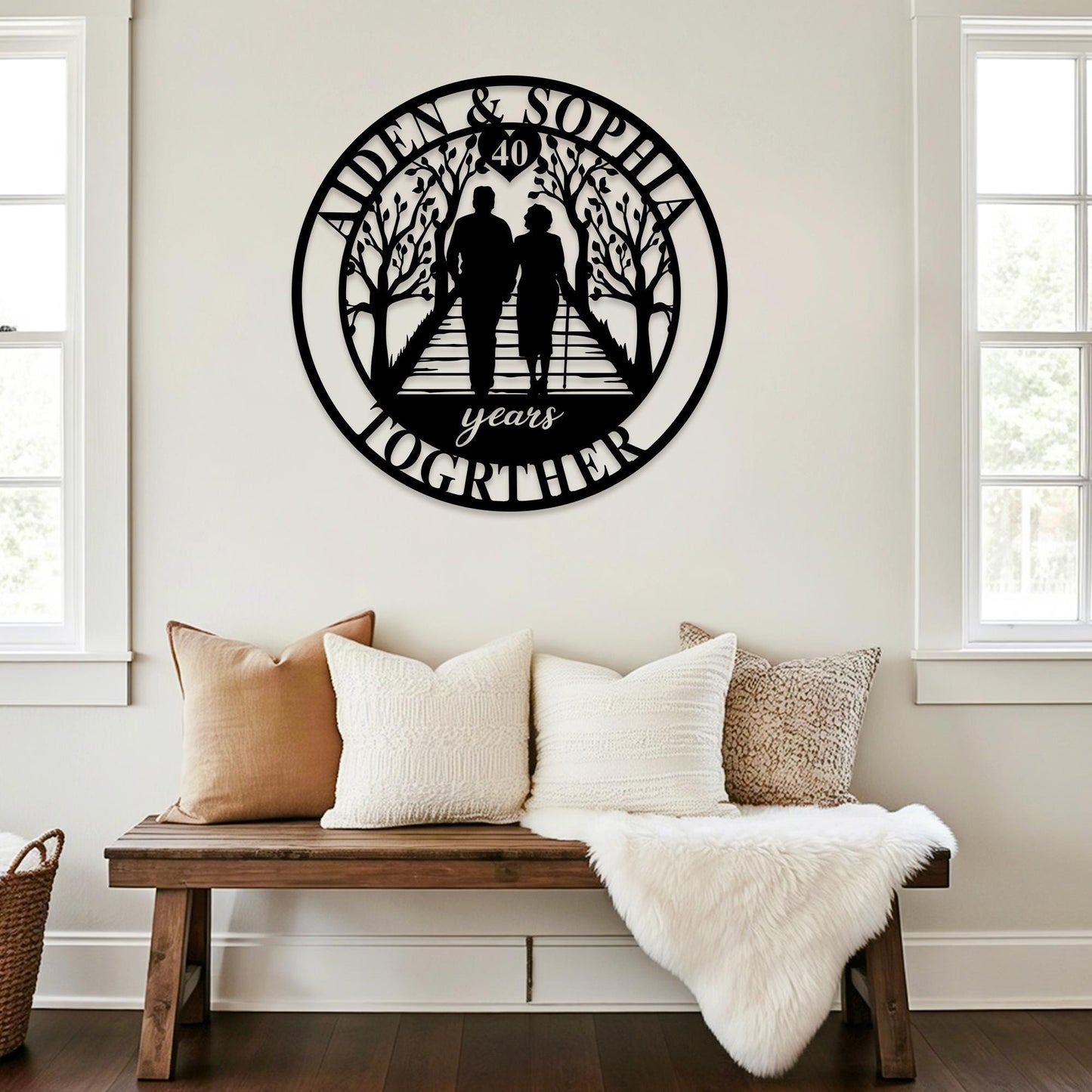 Custom 40th Anniversary Metal Sign, Personalized 40th Anniversary Gift,Love Birds Wall Art,Ruby Wedding 40 Year Anniversary Sign for Parents