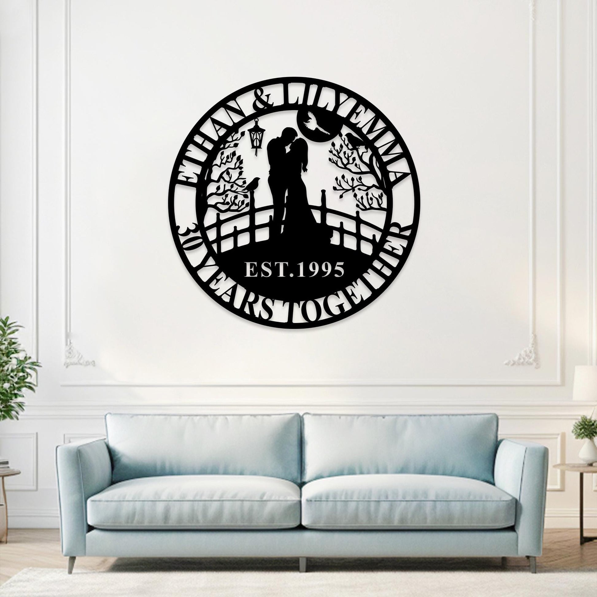 Custom 30th Anniversary Metal Sign,Personalized 50 Years Wedding Gift,25 Years Together,Family Name Sign,Anniversary Wall Art for Parents