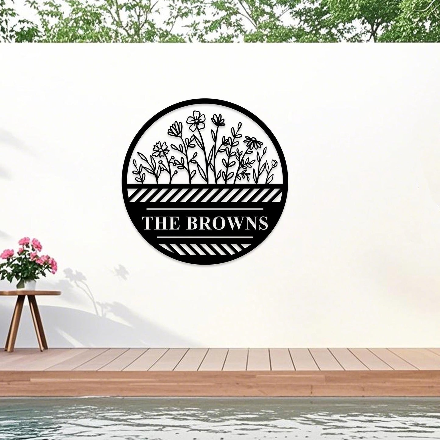 Custom Flower Metal Wall Art,Garden Sign Personalized,Garden Name Sign,Garden Decor,Yard Sign,Flower Decor for Spring,Kitchen Wall Decor