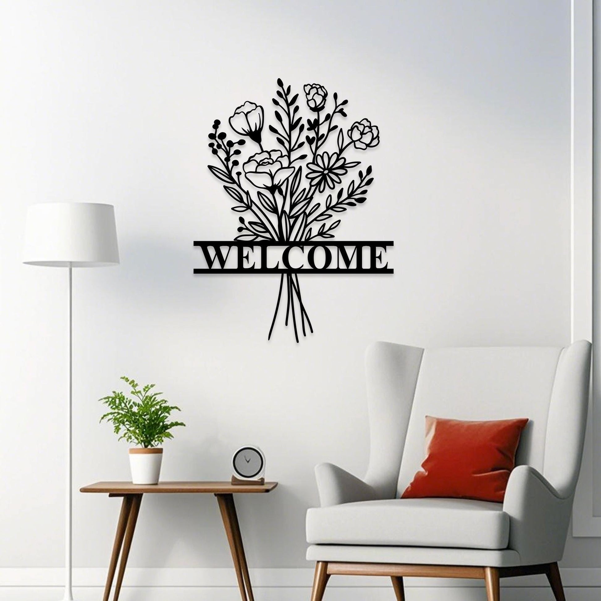 Personalized Flower Bouquet Metal Wall Art Sign,Custom Flower Welcome Sign,Outdoor Garden Decor, Gardener Name Sign,Door Decor,New Home Gift