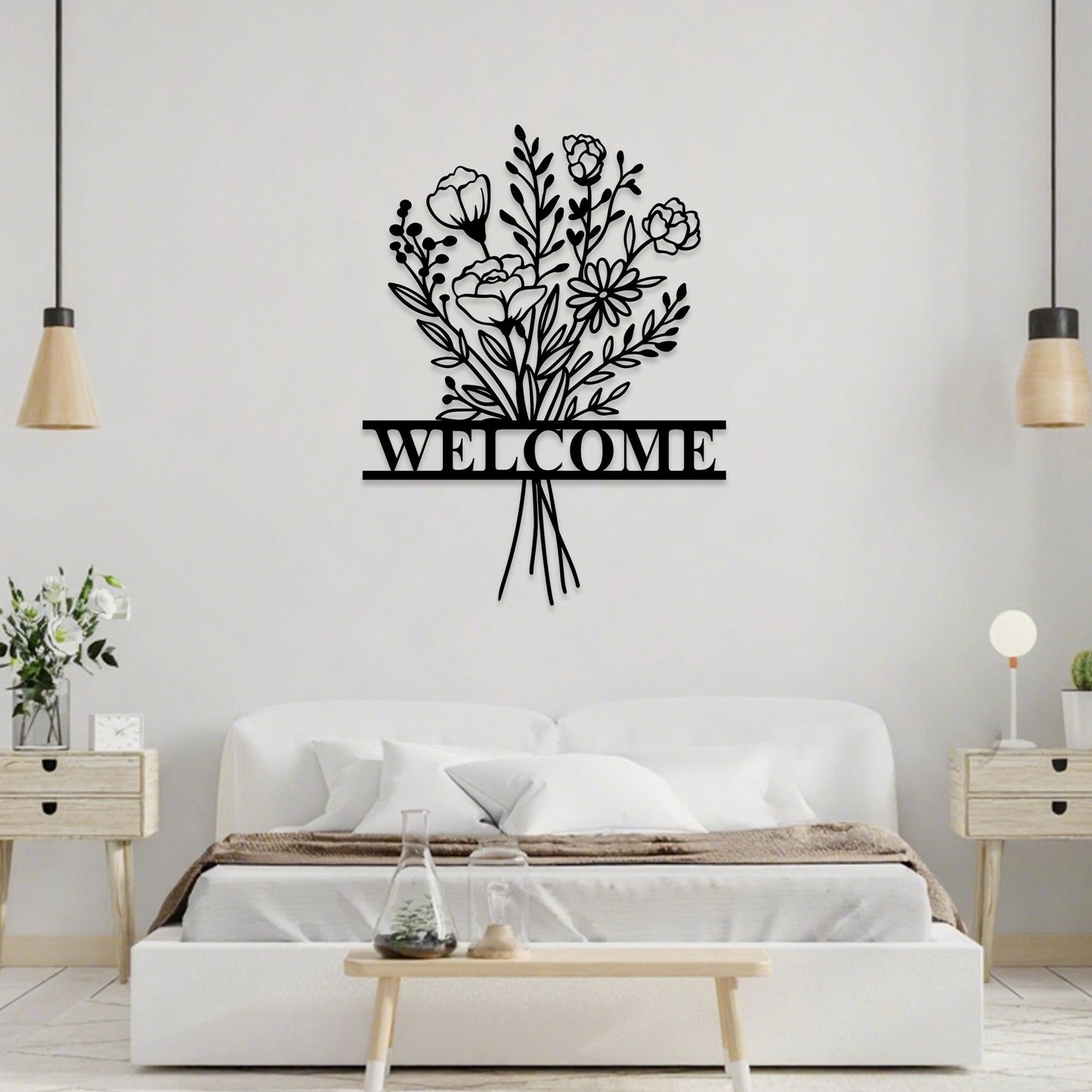 Personalized Flower Bouquet Metal Wall Art Sign,Custom Flower Welcome Sign,Outdoor Garden Decor, Gardener Name Sign,Door Decor,New Home Gift