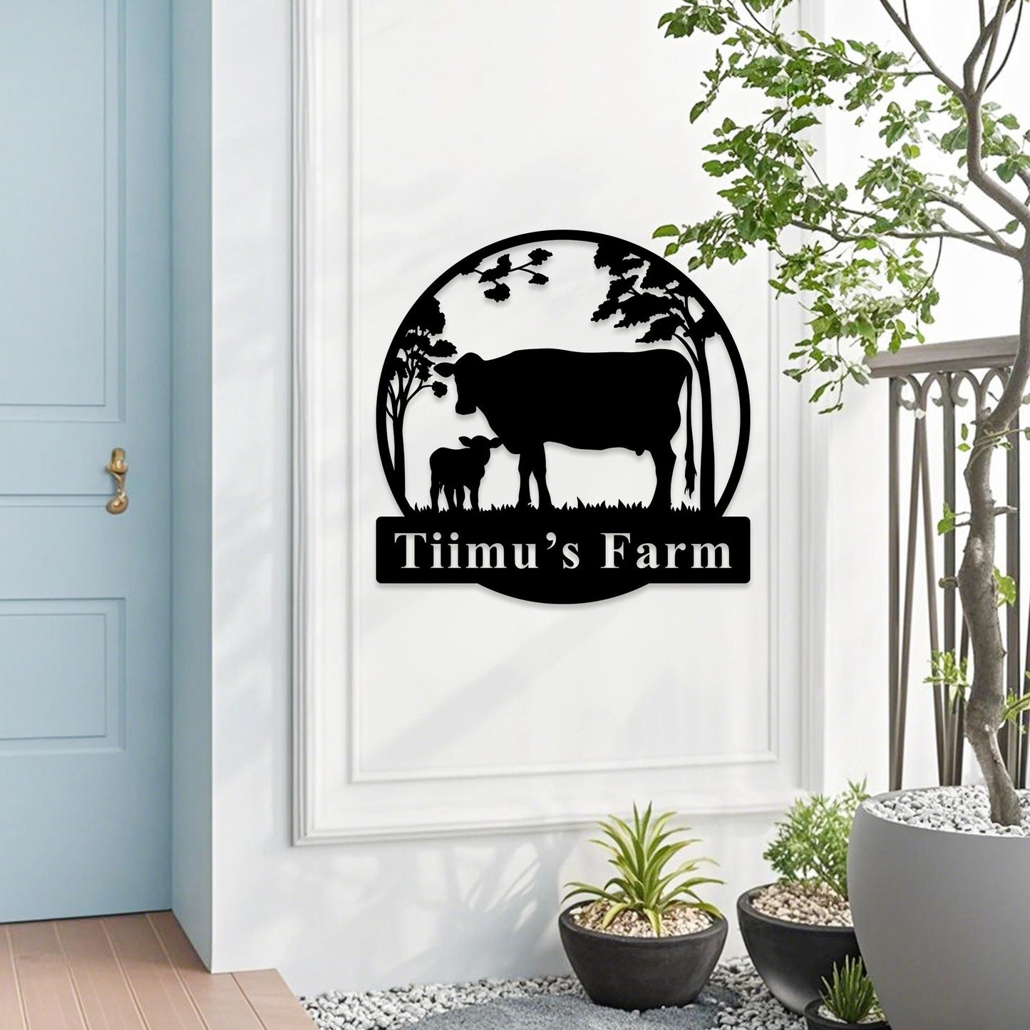 Custom Cow Metal Sign,Personalized Farm Name Sign,Cow Farmhouse Decor,Farm Metal Hanging Sign,Cow Wall Art,Cattle Ranch Sign,Farmer Gift