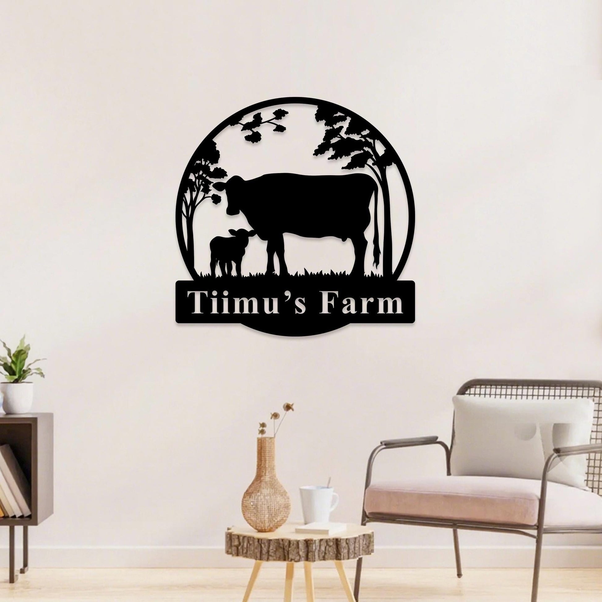 Custom Cow Metal Sign,Personalized Farm Name Sign,Cow Farmhouse Decor,Farm Metal Hanging Sign,Cow Wall Art,Cattle Ranch Sign,Farmer Gift