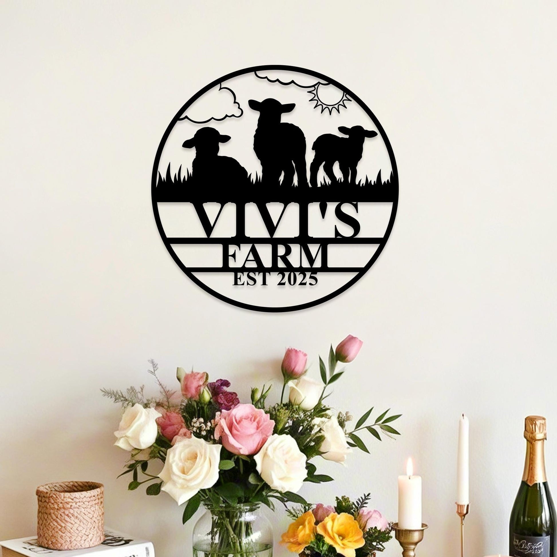 Custom Sheep Metal Farm Sign,Sheep Wall Art,Sheep Farm Decor,Personalized Sheep Name Sign,Lamb Farmhouse Decor,Farmer Gift