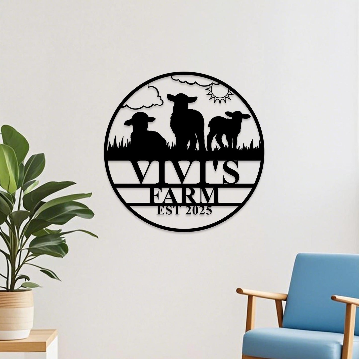 Custom Sheep Metal Farm Sign,Sheep Wall Art,Sheep Farm Decor,Personalized Sheep Name Sign,Lamb Farmhouse Decor,Farmer Gift