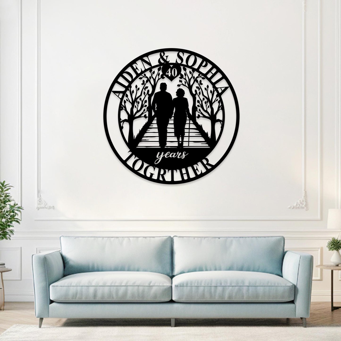Custom 40th Anniversary Metal Sign, Personalized 40th Anniversary Gift,Love Birds Wall Art,Ruby Wedding 40 Year Anniversary Sign for Parents