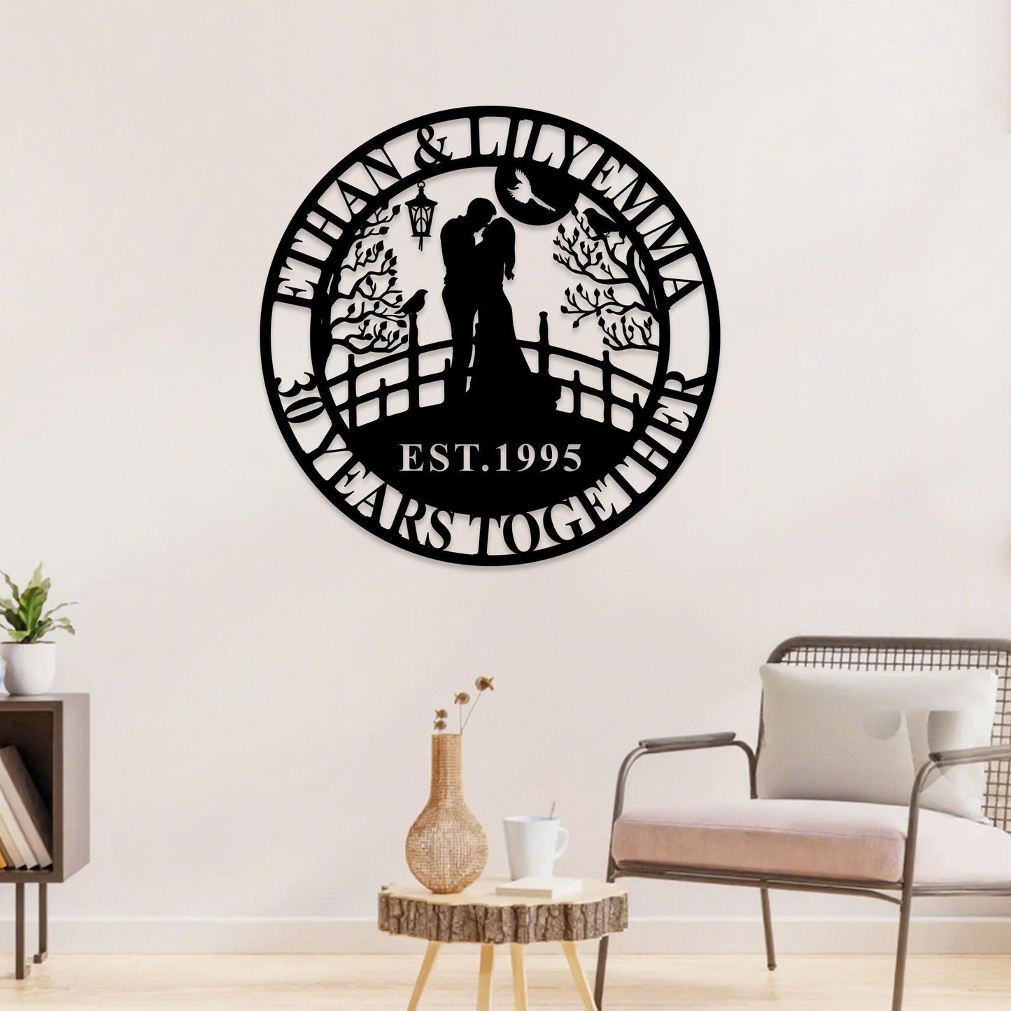 Custom 30th Anniversary Metal Sign,Personalized 50 Years Wedding Gift,25 Years Together,Family Name Sign,Anniversary Wall Art for Parents