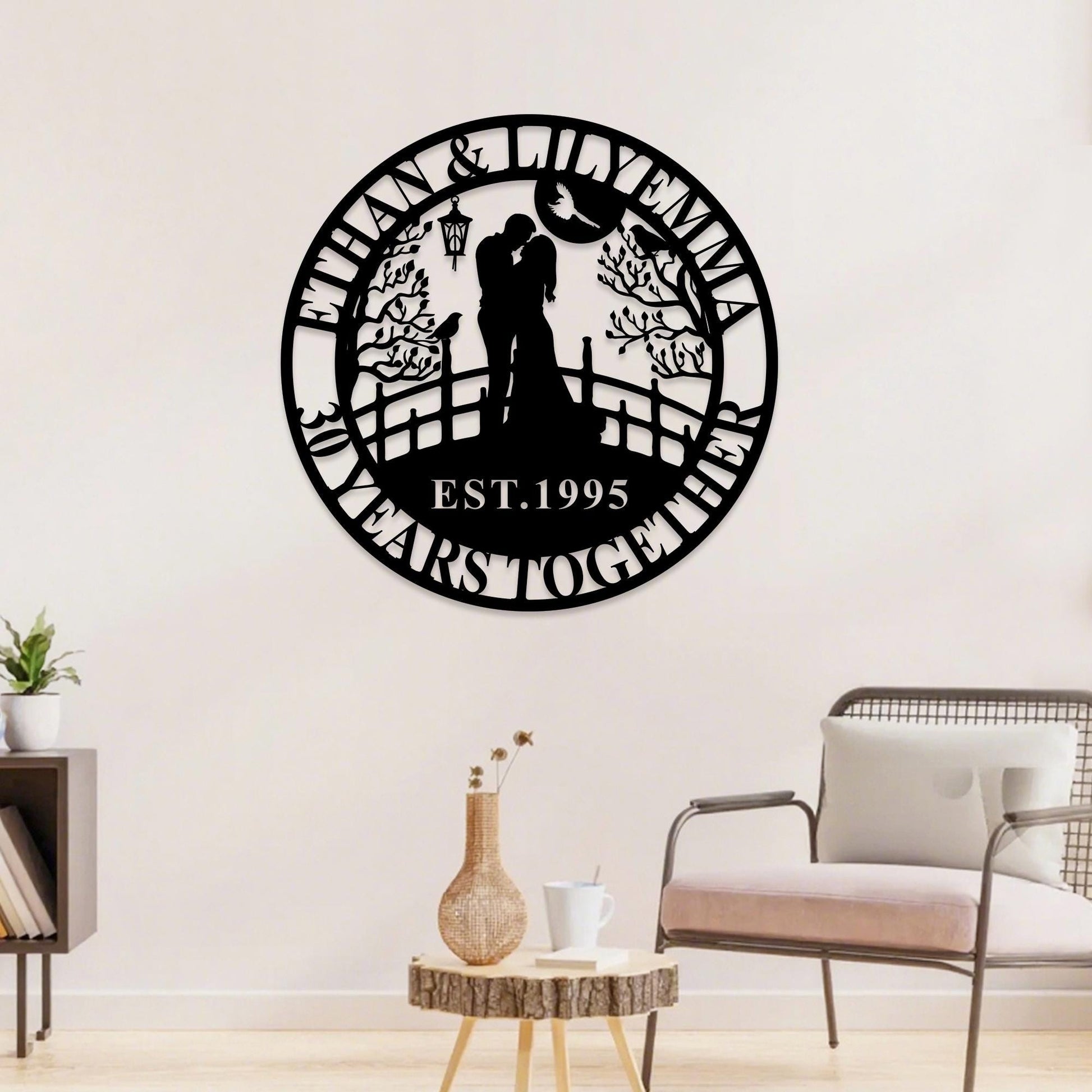 Custom 30th Anniversary Metal Sign,Personalized 50 Years Wedding Gift,25 Years Together,Family Name Sign,Anniversary Wall Art for Parents