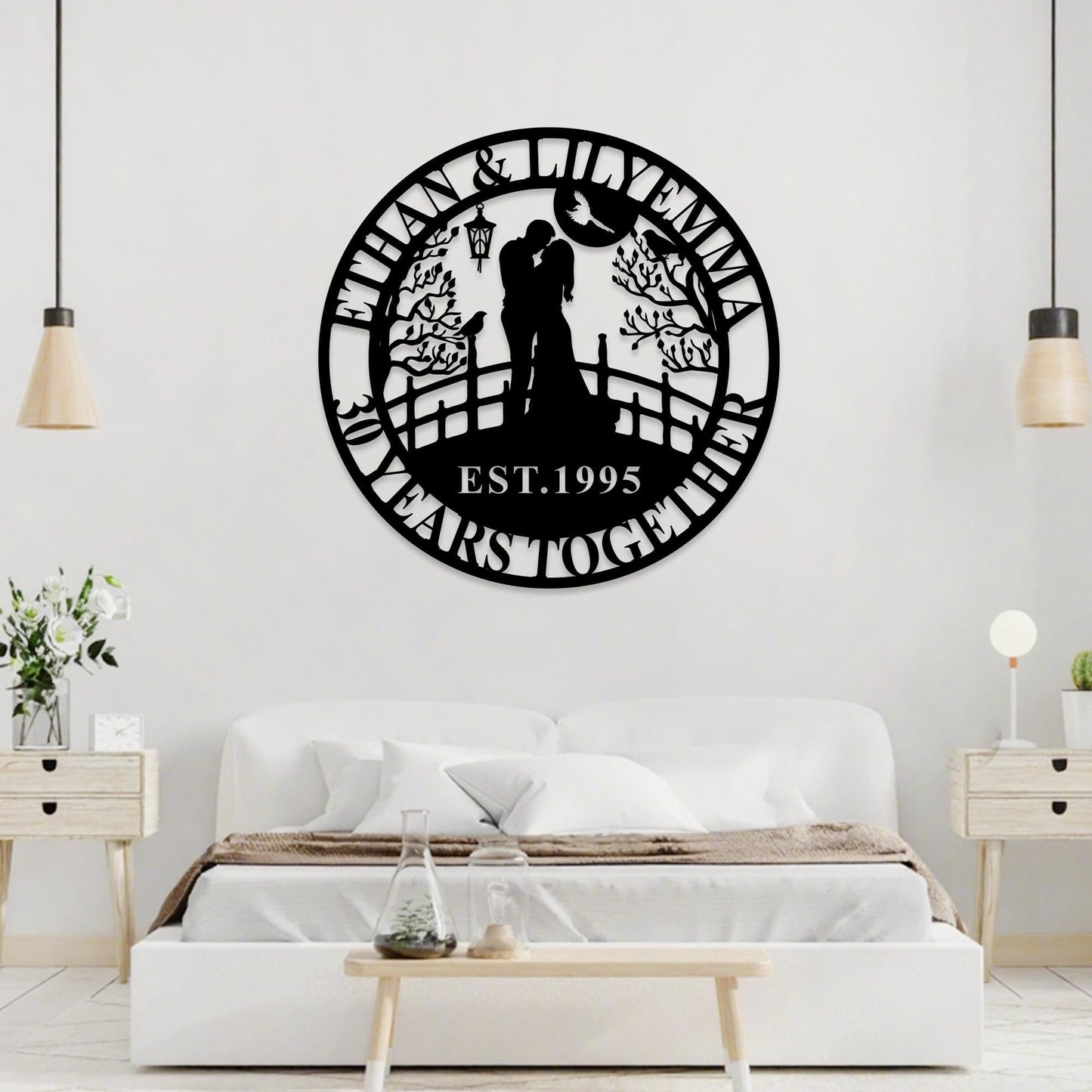 Custom 30th Anniversary Metal Sign,Personalized 50 Years Wedding Gift,25 Years Together,Family Name Sign,Anniversary Wall Art for Parents