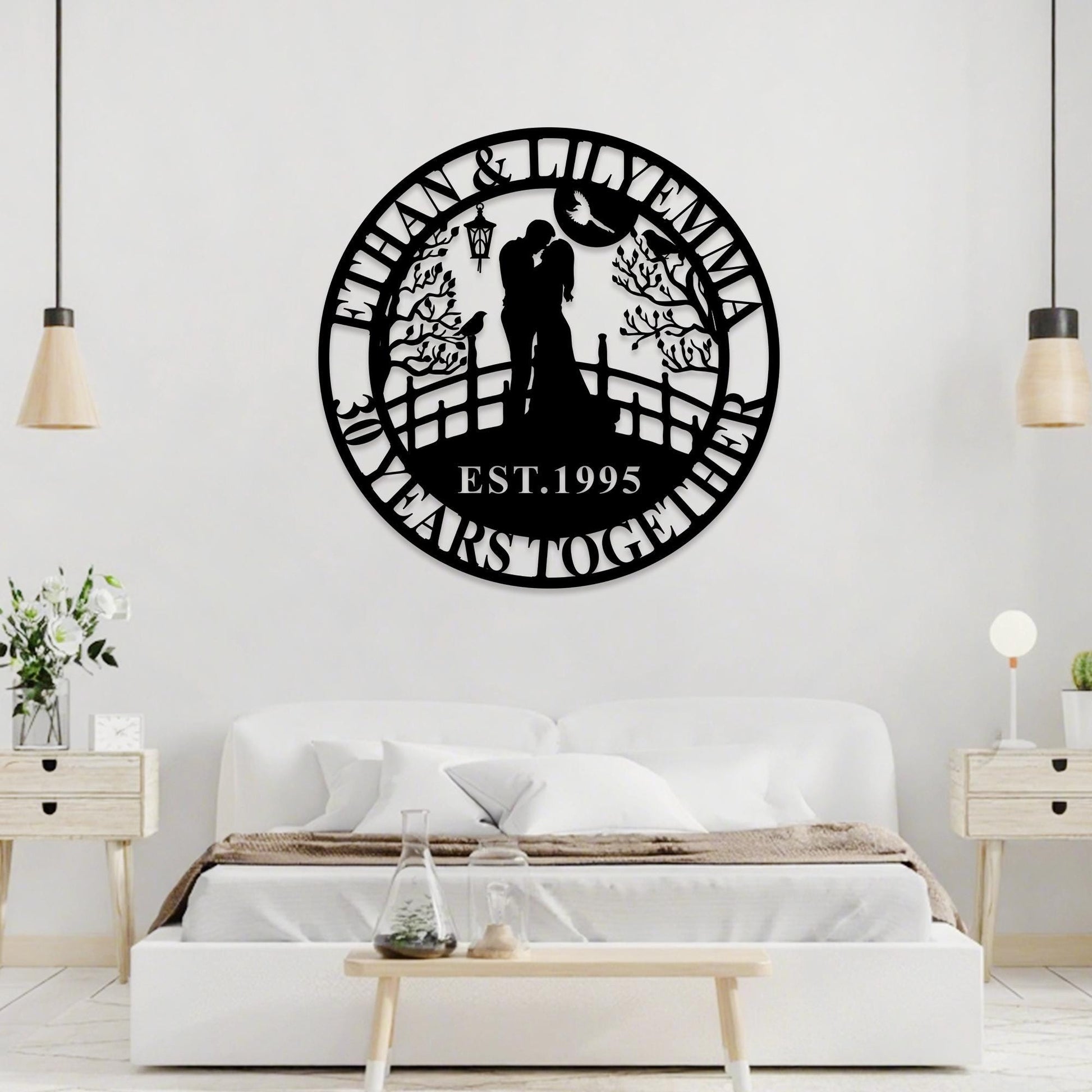 Custom 30th Anniversary Metal Sign,Personalized 50 Years Wedding Gift,25 Years Together,Family Name Sign,Anniversary Wall Art for Parents