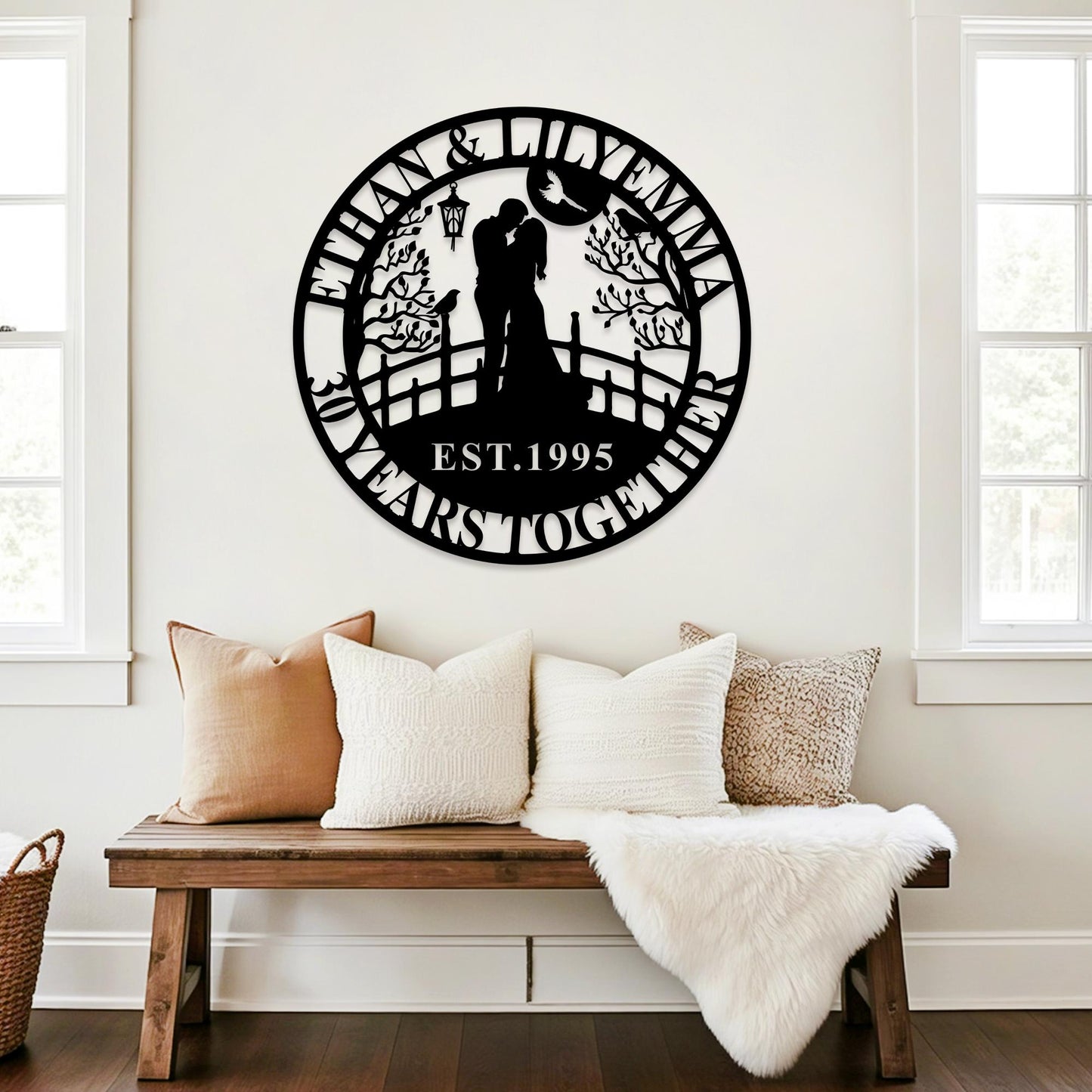 Custom 30th Anniversary Metal Sign,Personalized 50 Years Wedding Gift,25 Years Together,Family Name Sign,Anniversary Wall Art for Parents