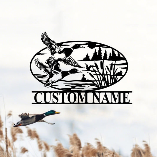 Custom Duck Hunting Name Sign,Hunter Metal Sign,Duck Metal Wall Art,Duck Hunting Sign,Hunter Cabin Sign,Duck Hunter Gifts,Lake House Decor