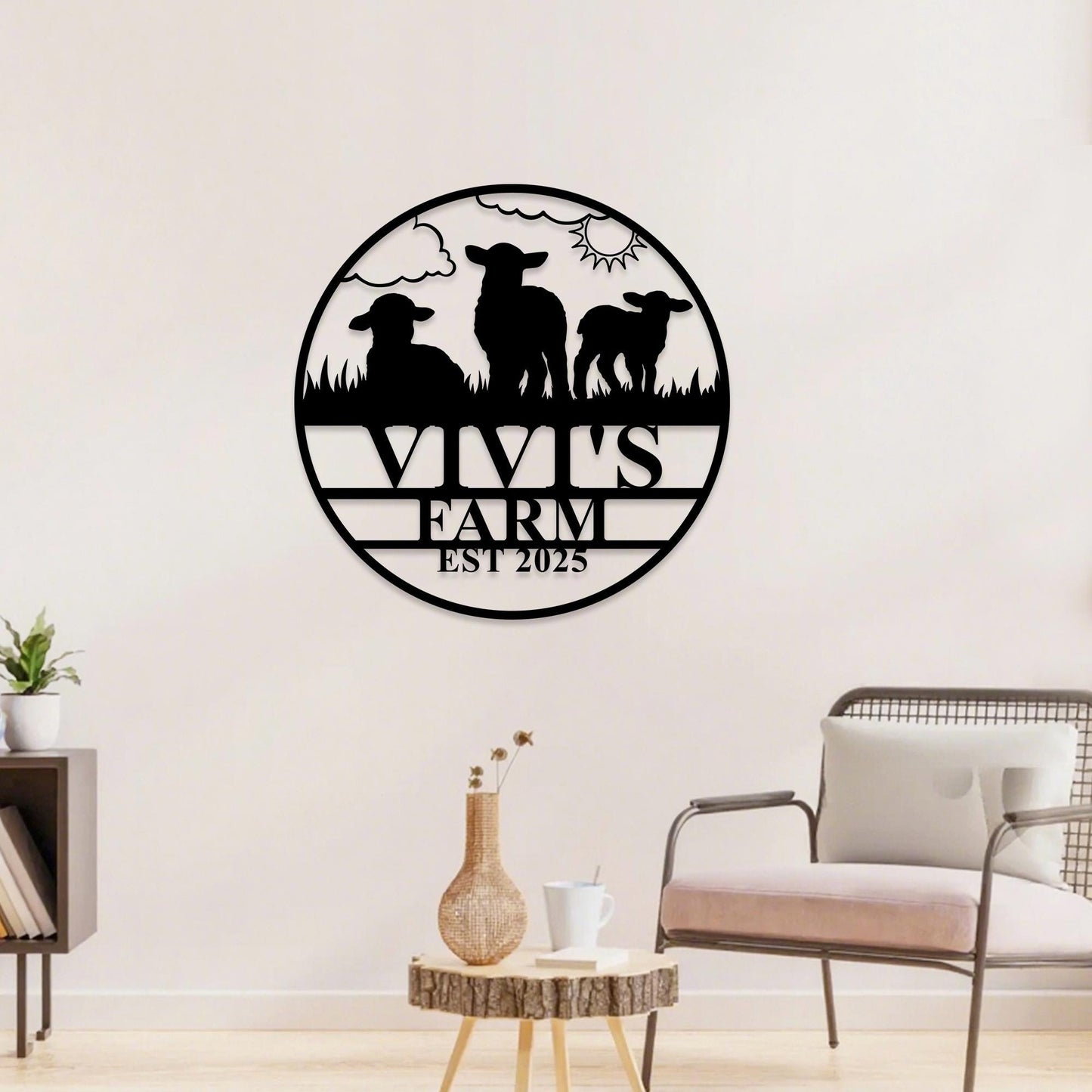 Custom Sheep Metal Farm Sign,Sheep Wall Art,Sheep Farm Decor,Personalized Sheep Name Sign,Lamb Farmhouse Decor,Farmer Gift