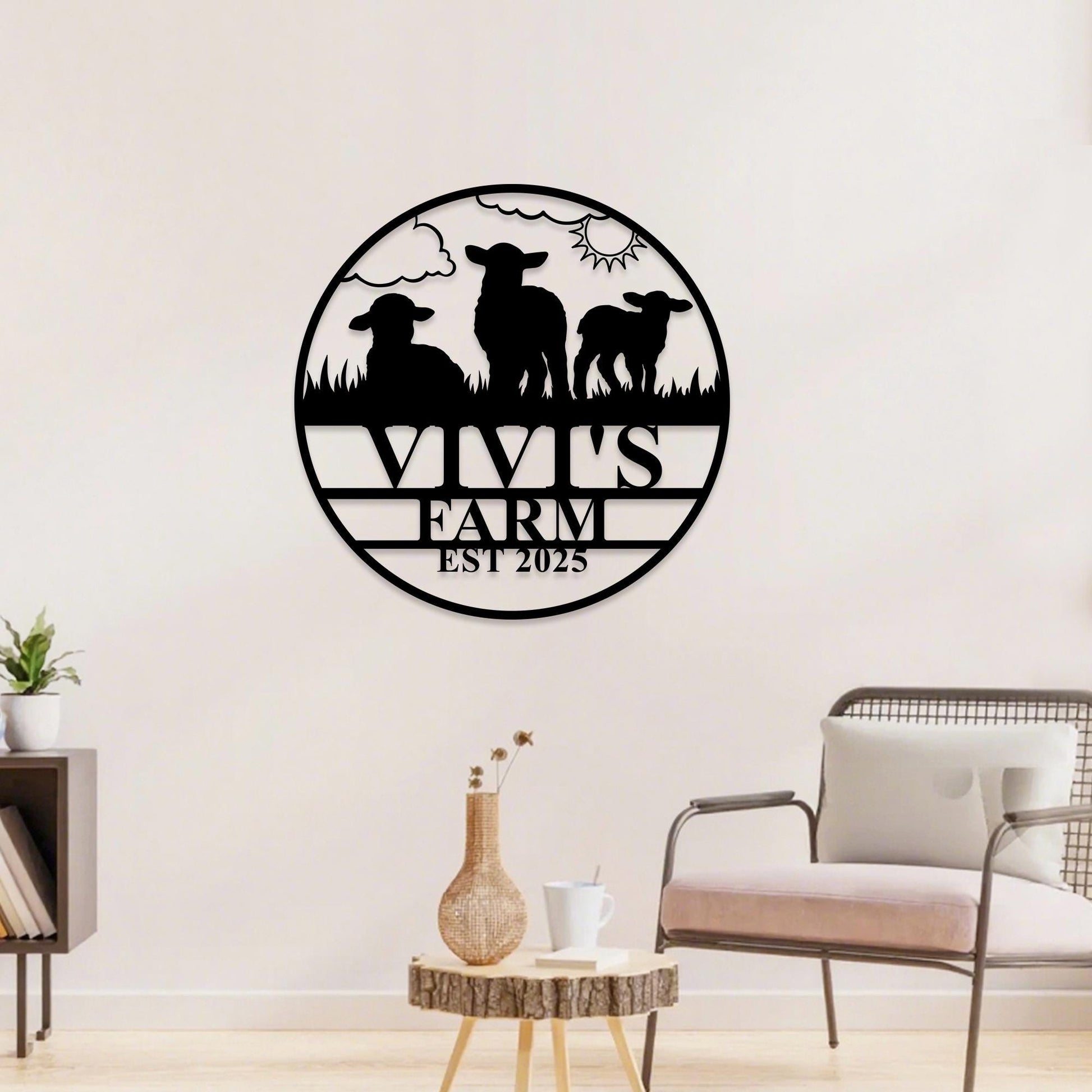 Custom Sheep Metal Farm Sign,Sheep Wall Art,Sheep Farm Decor,Personalized Sheep Name Sign,Lamb Farmhouse Decor,Farmer Gift