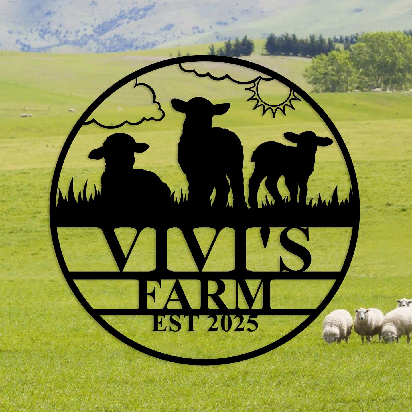Custom Sheep Metal Farm Sign,Sheep Wall Art,Sheep Farm Decor,Personalized Sheep Name Sign,Lamb Farmhouse Decor,Farmer Gift