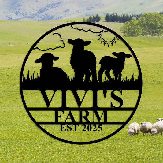 Custom Sheep Metal Farm Sign,Sheep Wall Art,Sheep Farm Decor,Personalized Sheep Name Sign,Lamb Farmhouse Decor,Farmer Gift