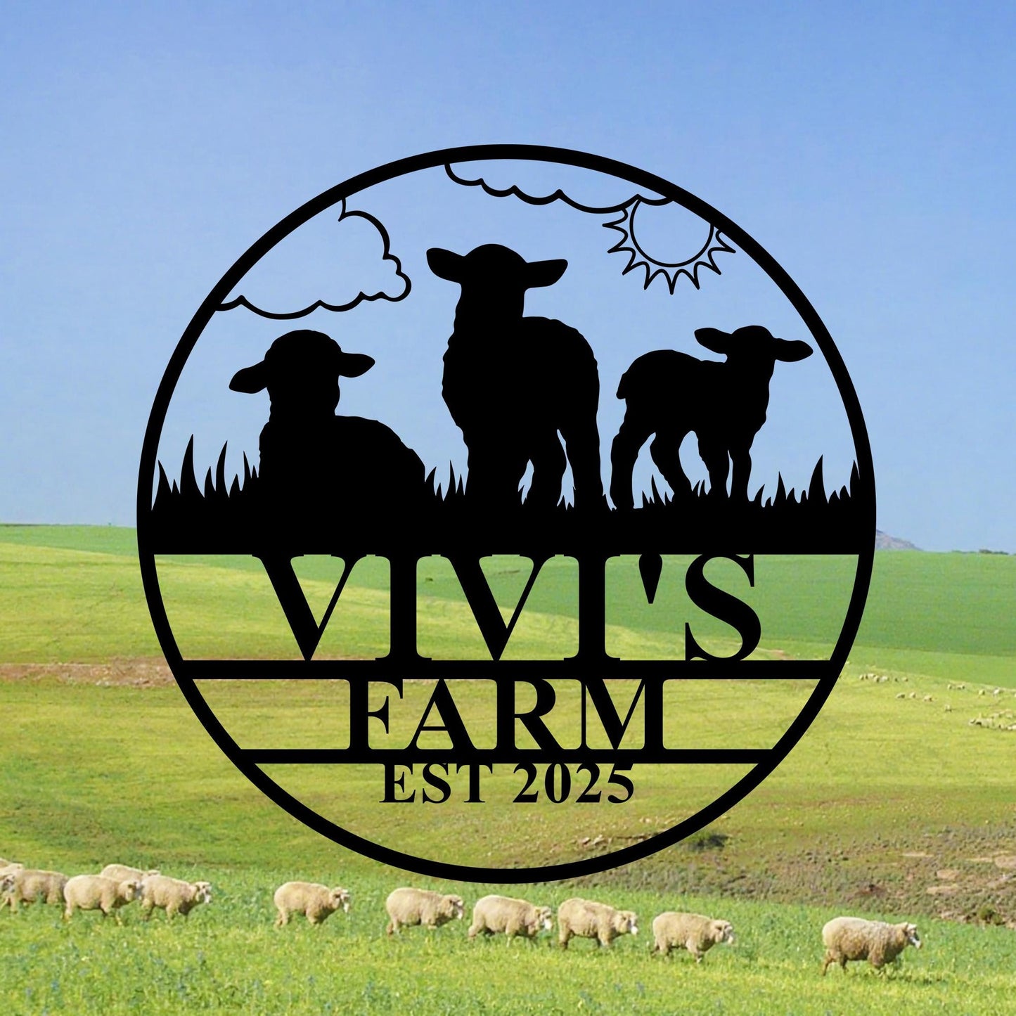 Custom Sheep Metal Farm Sign,Sheep Wall Art,Sheep Farm Decor,Personalized Sheep Name Sign,Lamb Farmhouse Decor,Farmer Gift