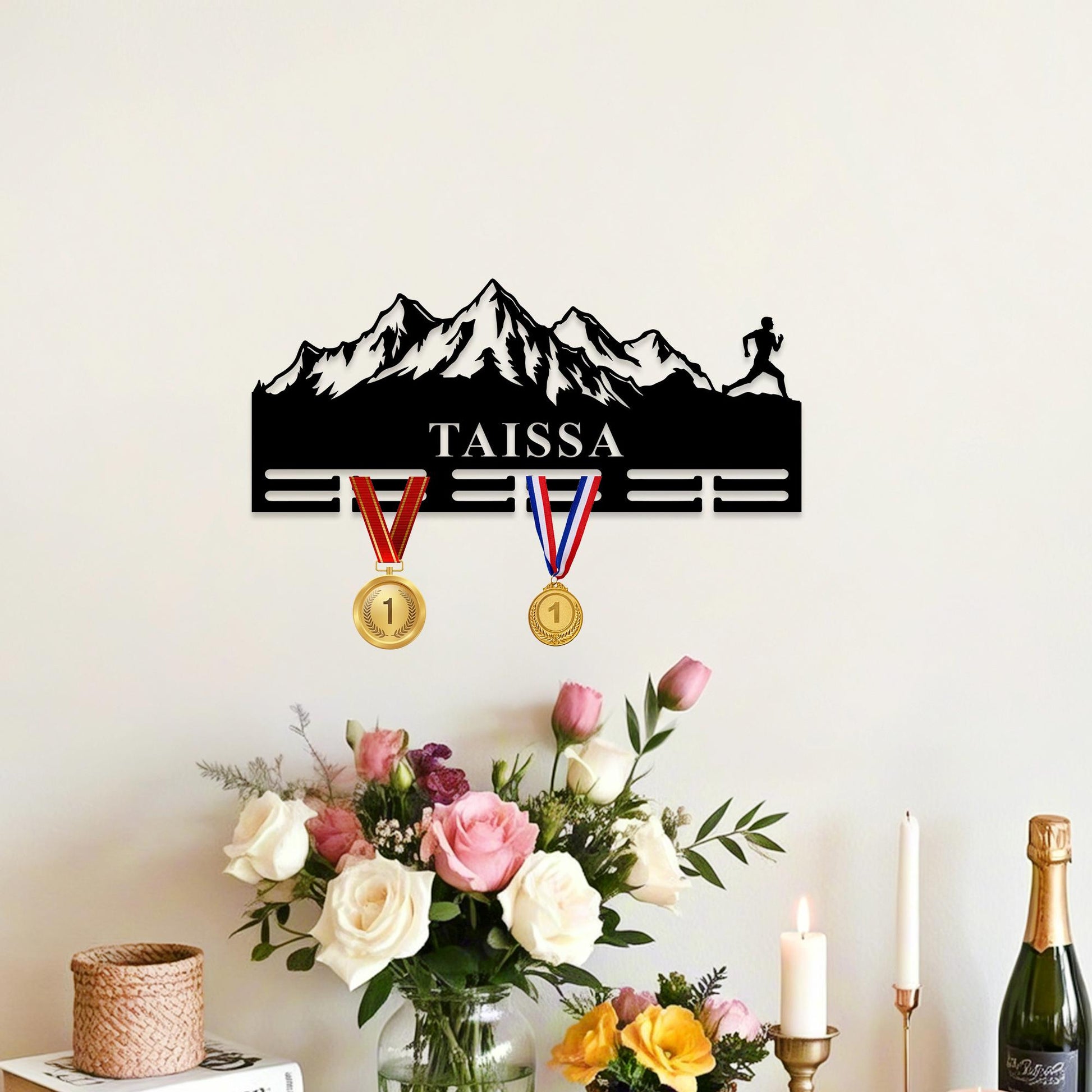 Custom Running Medal Hanger,Trail Runner Medal Holder,Mountain Runner Medal Display,Ribbons Medal Display Award Gift,Running Gifts