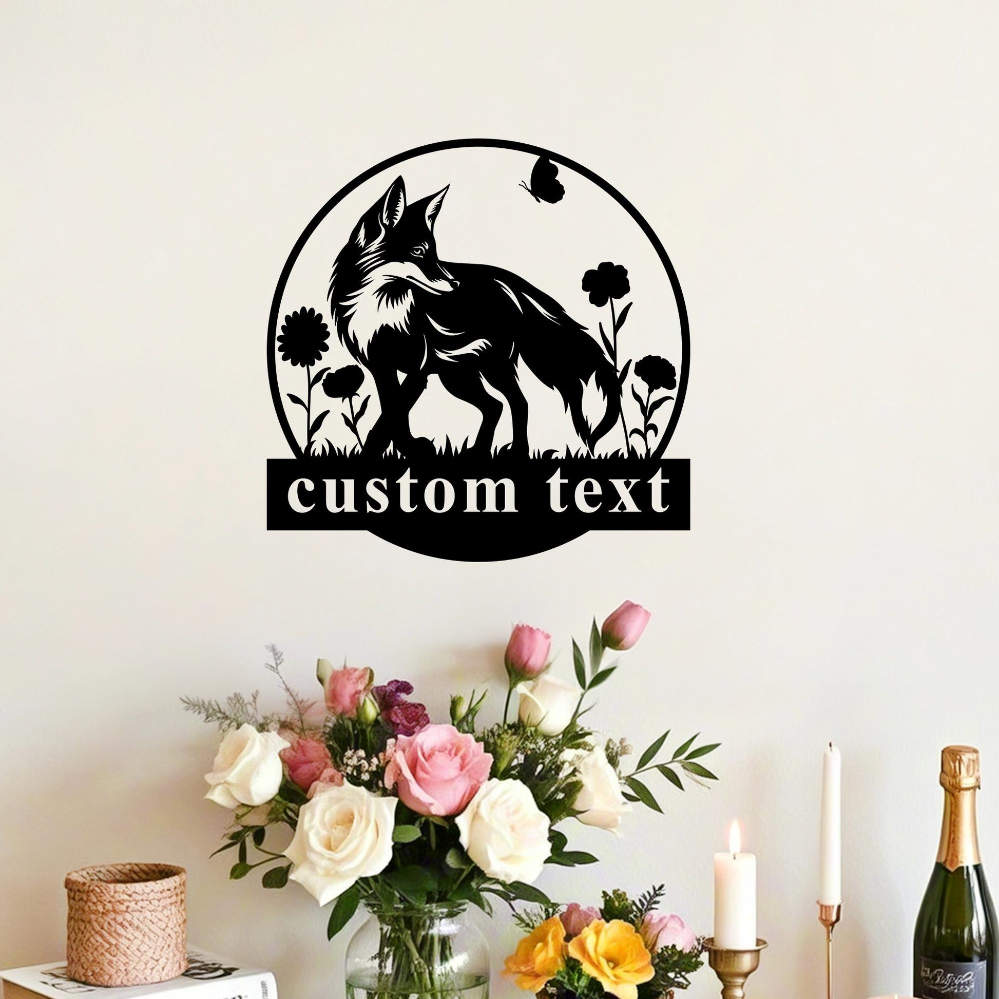 Custom Fox Metal Name Sign,Fox Welcome Sign,Personalized Fox Wall Decor,Fox Nursery Sign,Fox Cabin Decor,Fox Wall Hanging,Fox Lover Sign