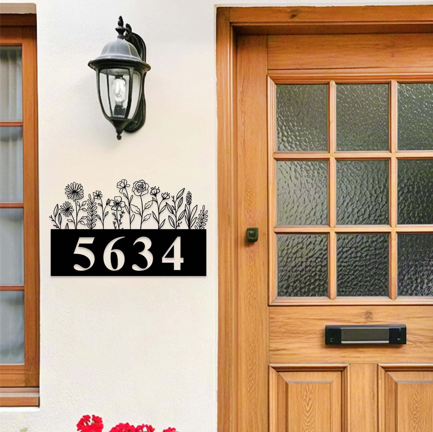Custom Metal Adress Sign,Modern House Number Sign,Floral Address Plaque,Metal House Numbers,Gate Number Sign,Front Door Number,New Home Gift