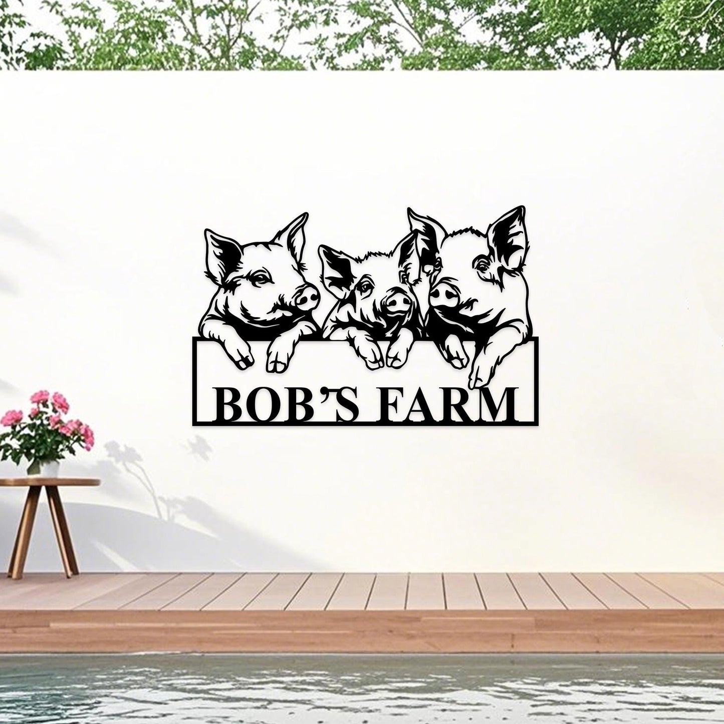 Custom Pig Wall Art,Piggy Metal Sign,Personalized Pig Name Sign,Pig Barn Sign,Pig Farmhouse Decor,Pig Welcome Sign,Pig Farm Sign,Pig Decor