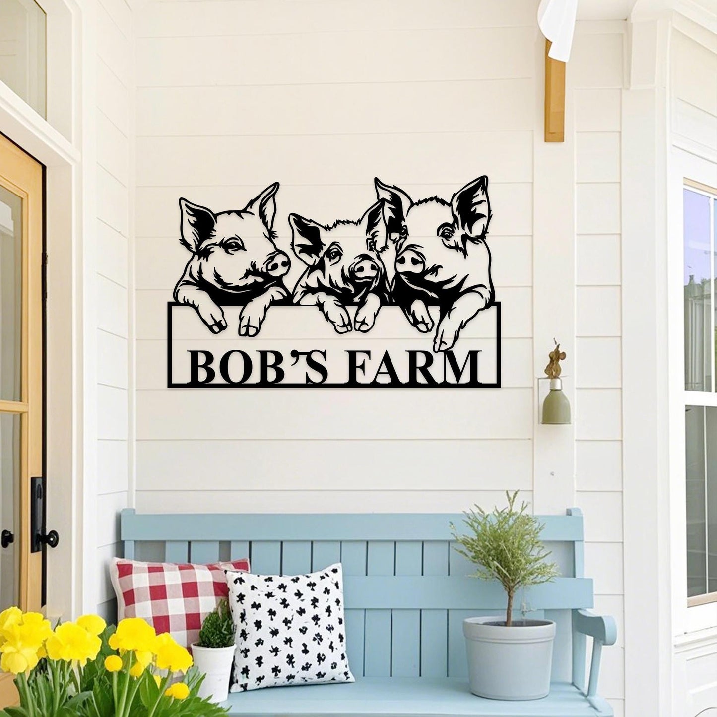Custom Pig Wall Art,Piggy Metal Sign,Personalized Pig Name Sign,Pig Barn Sign,Pig Farmhouse Decor,Pig Welcome Sign,Pig Farm Sign,Pig Decor