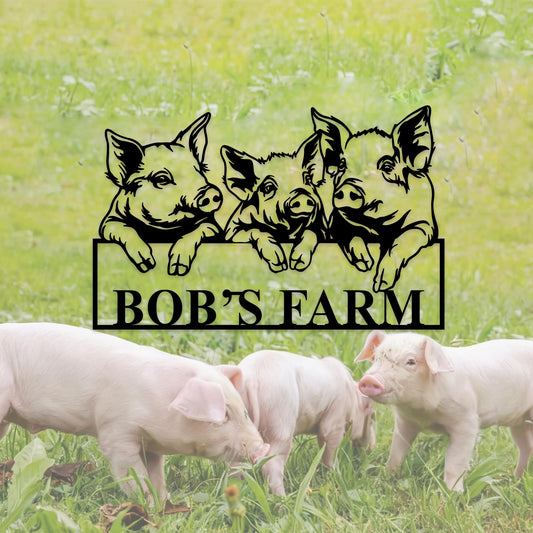Custom Pig Wall Art,Piggy Metal Sign,Personalized Pig Name Sign,Pig Barn Sign,Pig Farmhouse Decor,Pig Welcome Sign,Pig Farm Sign,Pig Decor