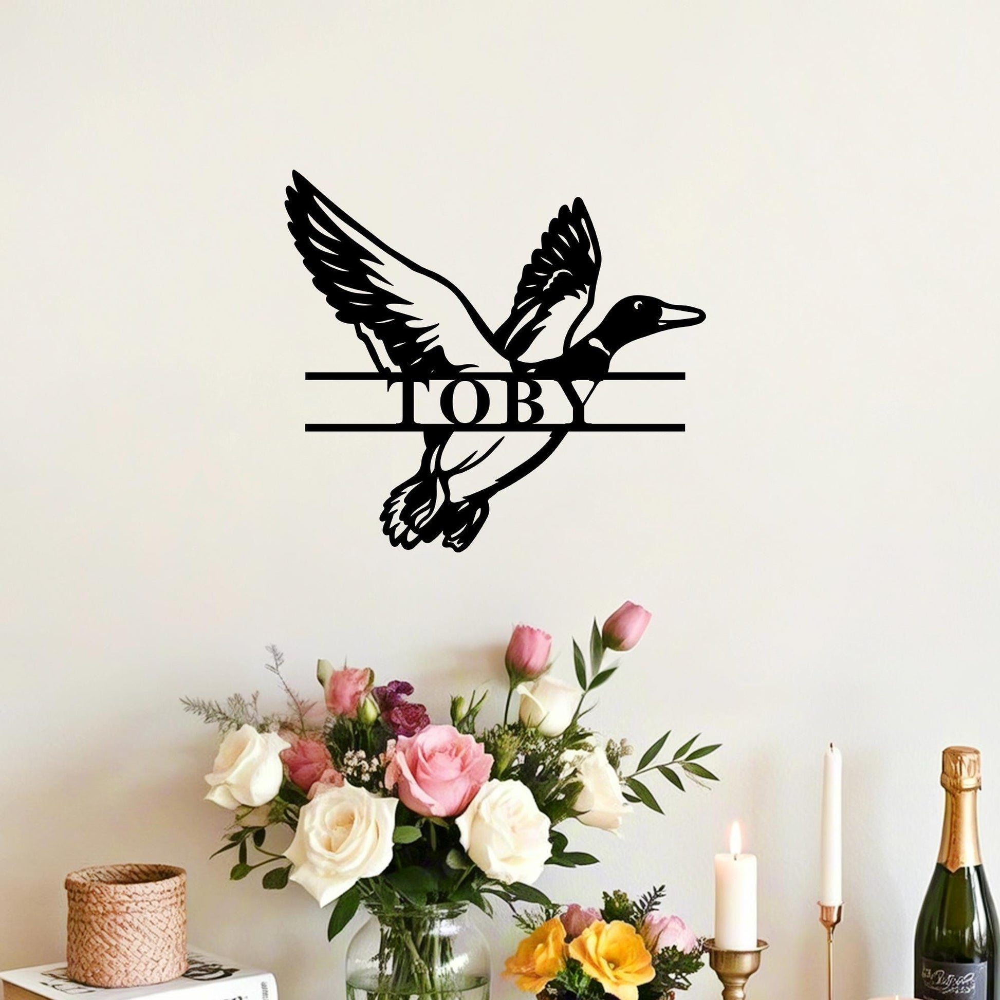 Custom Duck Hunting Sign,Custom Duck Name Sign,Duck Wall Art,Duck Cabin Decor,Flying Mallard Duck Sign,Hunter Metal Sign,Gift for Hunter