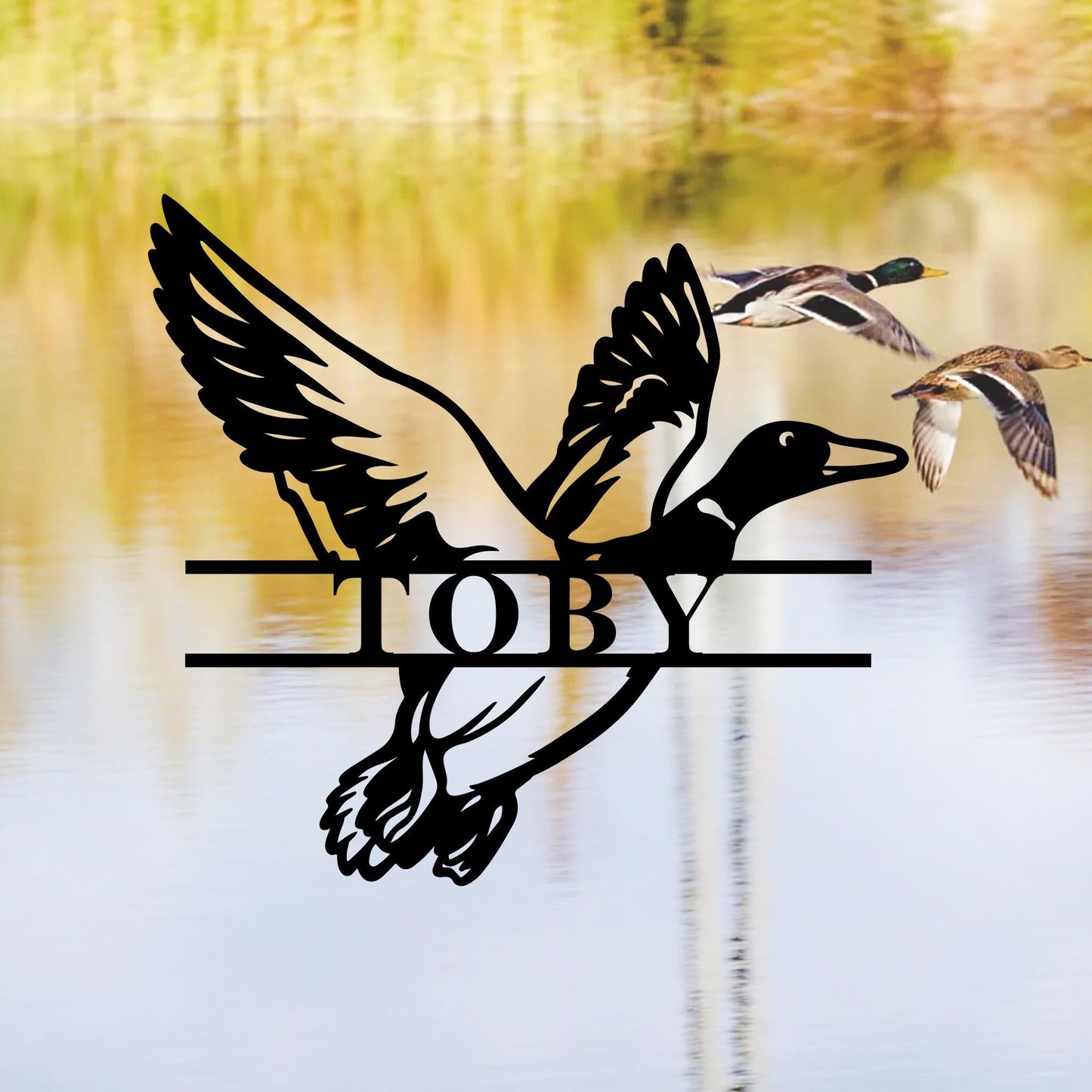 Custom Duck Hunting Sign,Custom Duck Name Sign,Duck Wall Art,Duck Cabin Decor,Flying Mallard Duck Sign,Hunter Metal Sign,Gift for Hunter