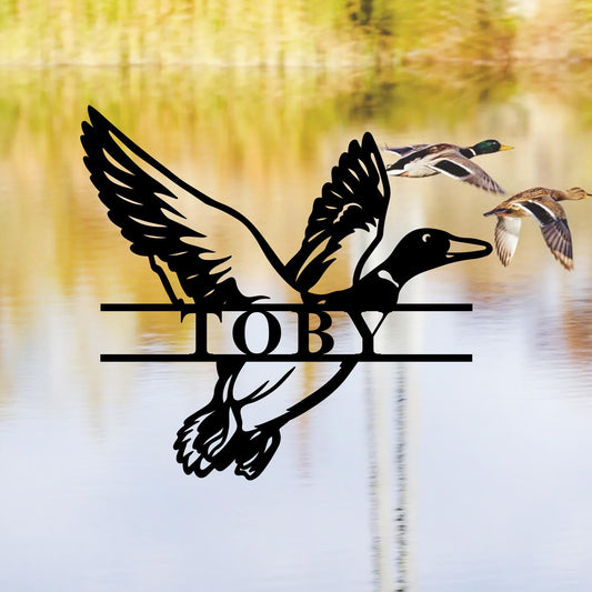 Custom Duck Hunting Sign,Custom Duck Name Sign,Duck Wall Art,Duck Cabin Decor,Flying Mallard Duck Sign,Hunter Metal Sign,Gift for Hunter